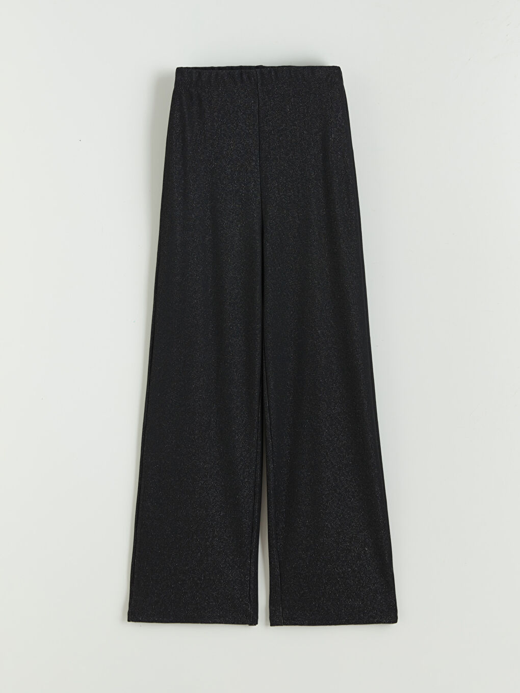 Siyah Beli Lastikli Parlak Görünümlü Kadın Pantolon-5