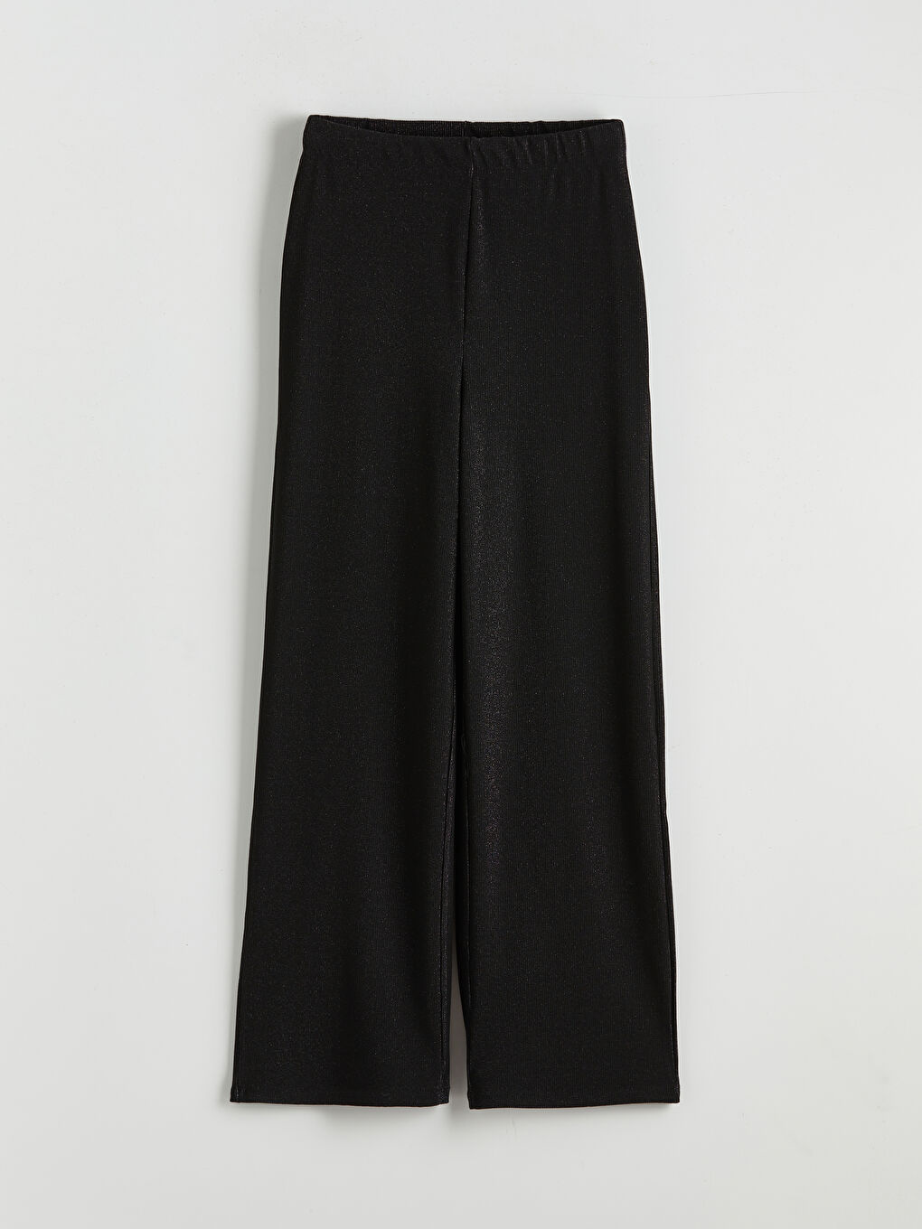 Siyah Beli Lastikli Parlak Görünümlü Kadın Pantolon-4