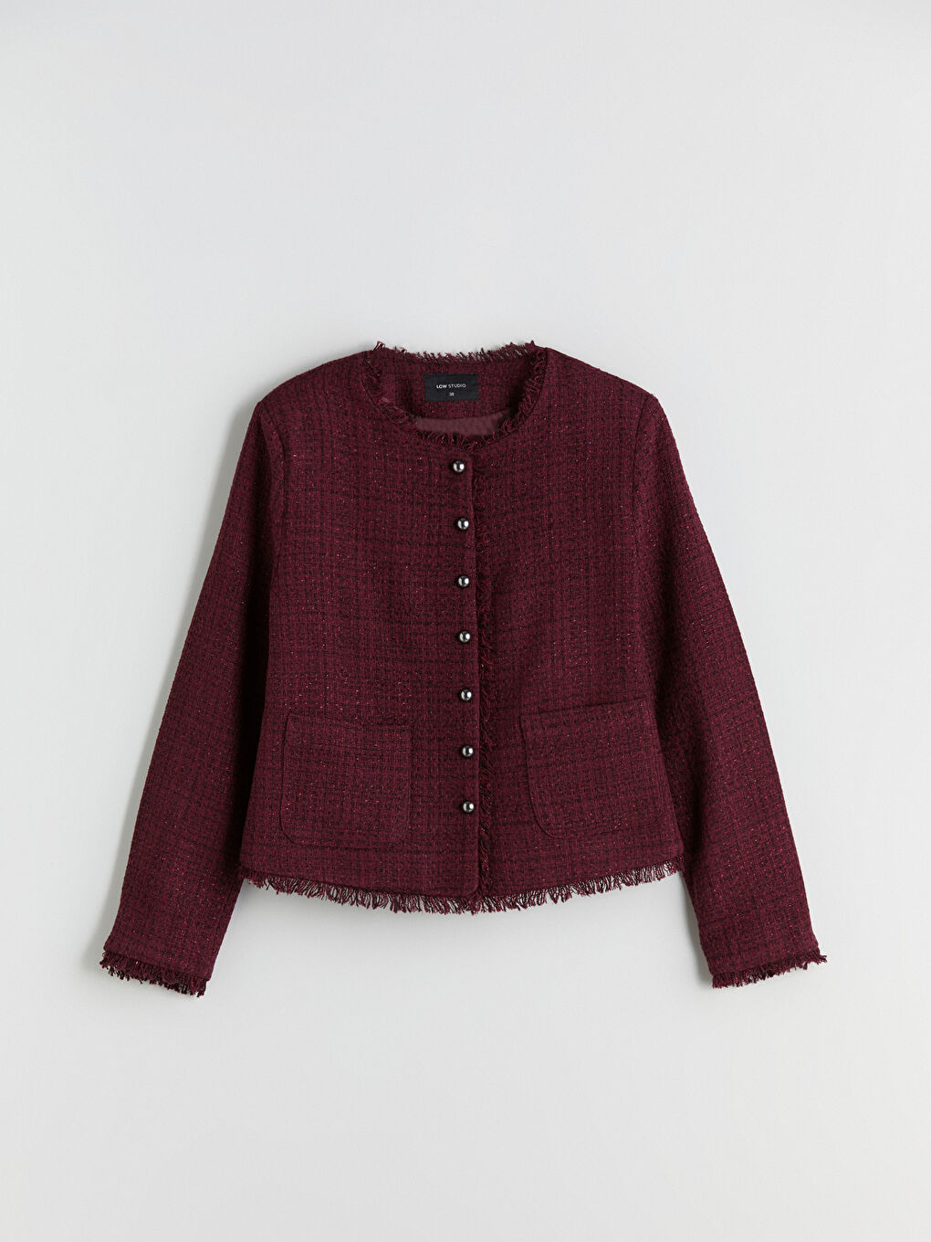 Bordo Bisiklet Yaka Kadın Ceket-5