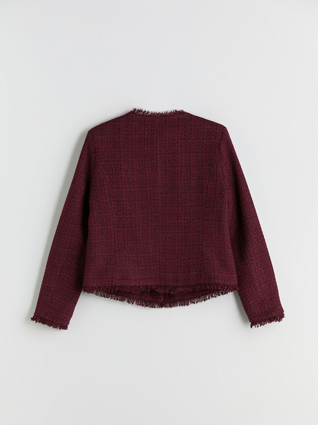 Bordo Bisiklet Yaka Kadın Ceket-6