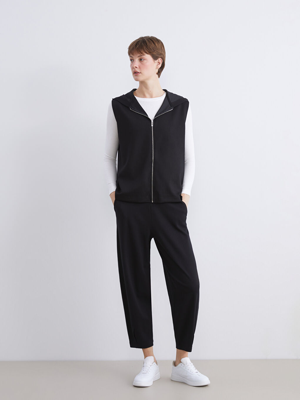 Siyah Beli Lastikli Kadın Pantolon