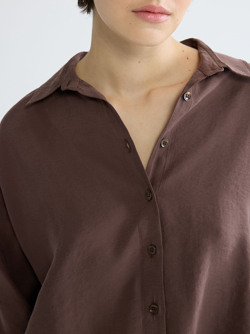 Cămașă Supradimensionată pentru Femei din Amestec de Modal-4