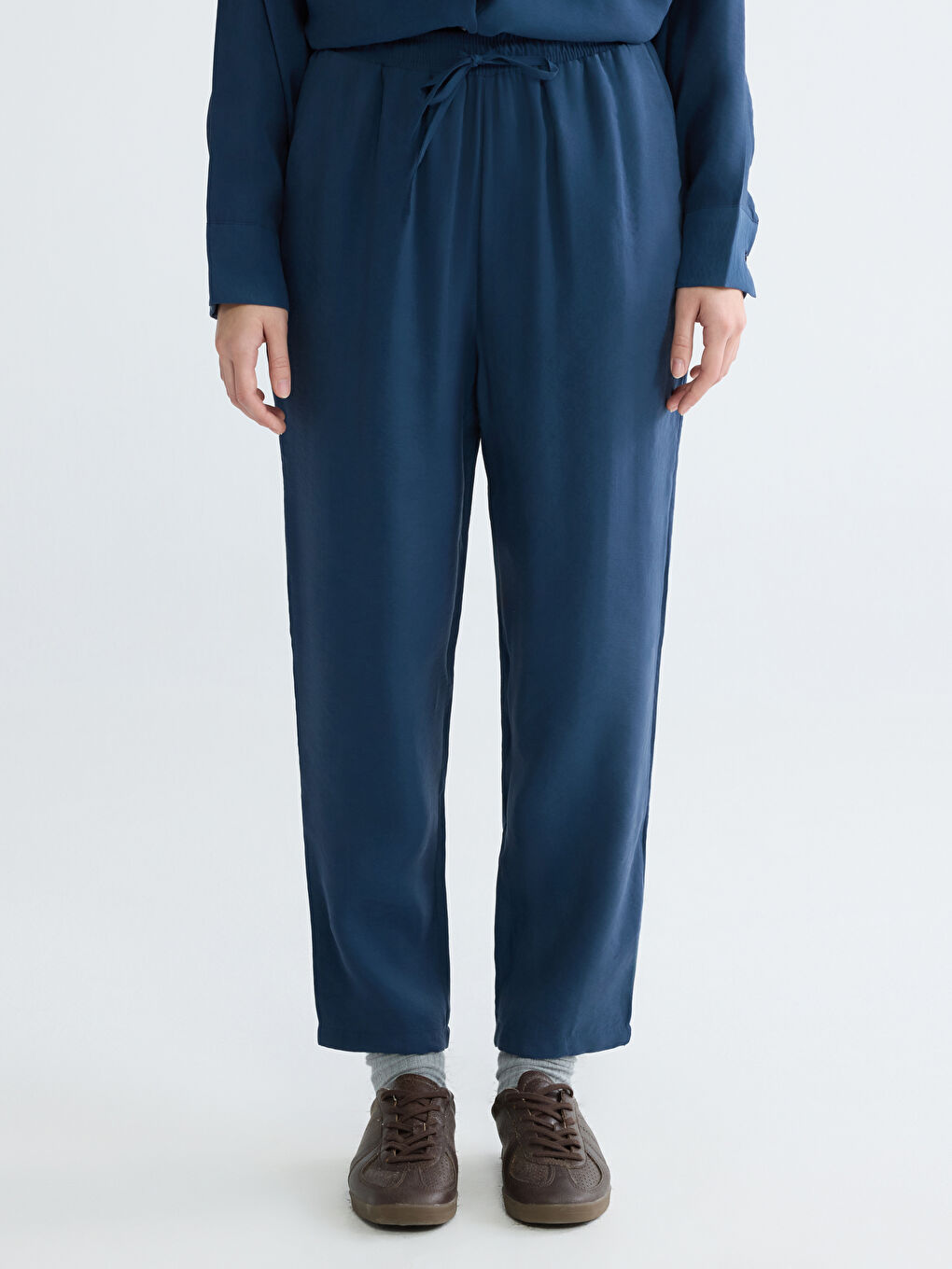 İndigo Beli Lastikli Modal Karışımlı Kadın Pantolon-2
