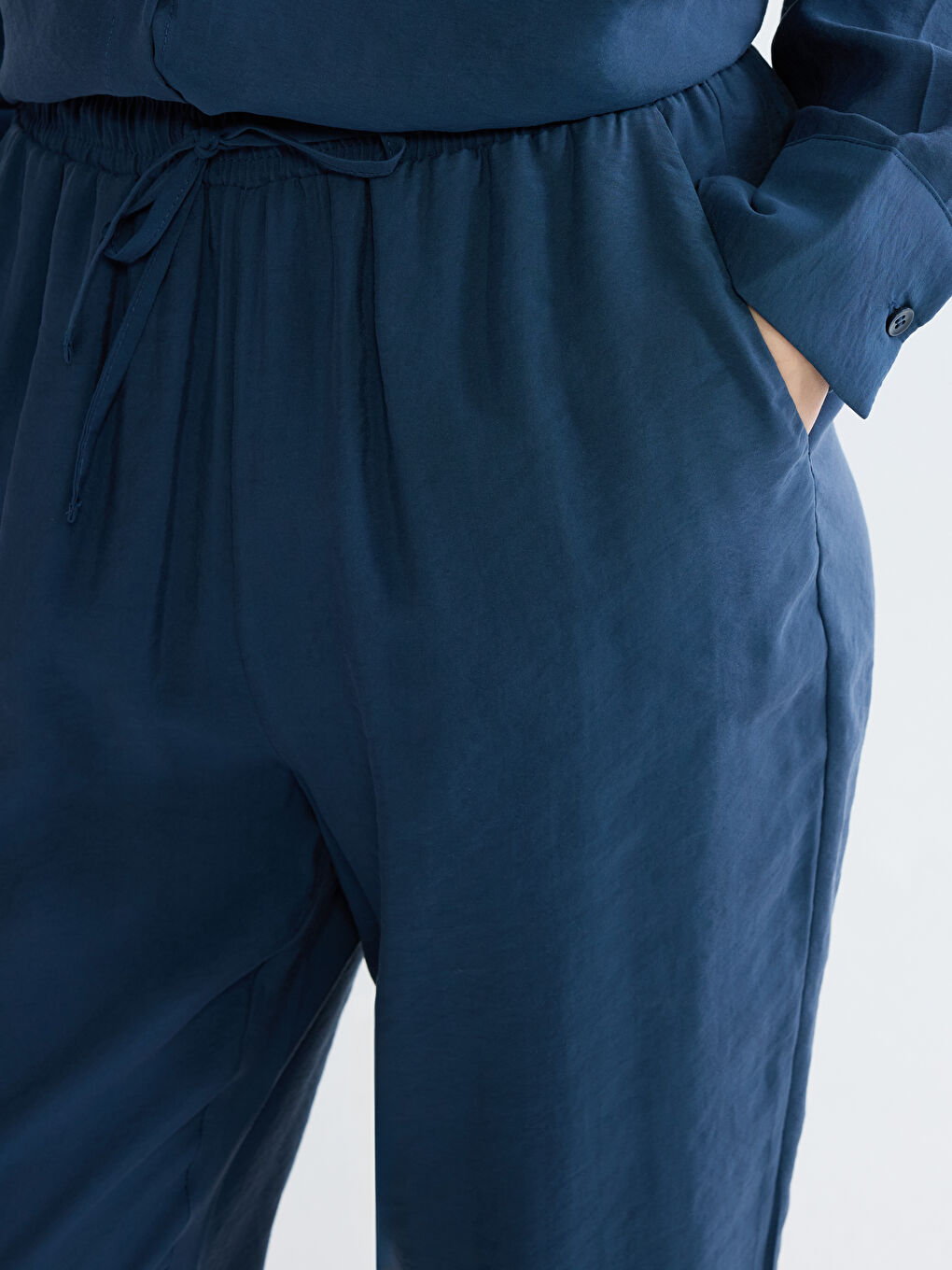 İndigo Beli Lastikli Modal Karışımlı Kadın Pantolon-4