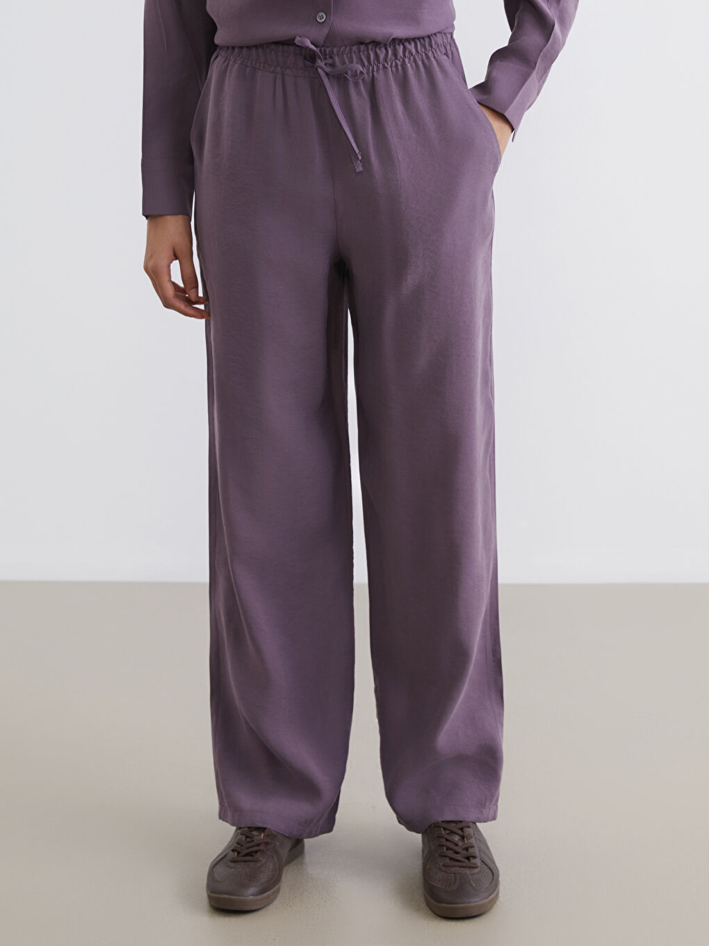 ელასტიური წელი მოდალის ნარევი ქალებისთვის შარვალი-1