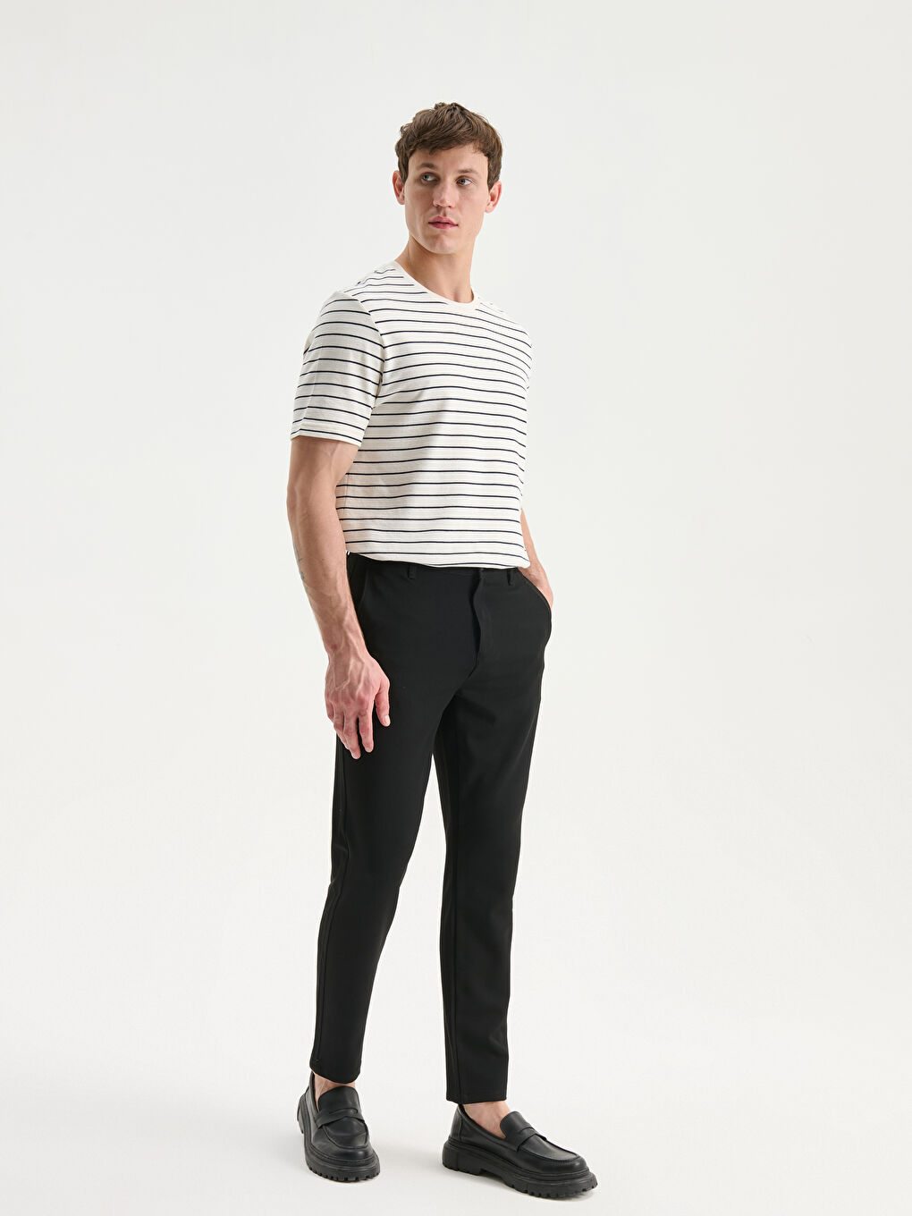 Slim Fit Dobby Fabric Men's Trousers