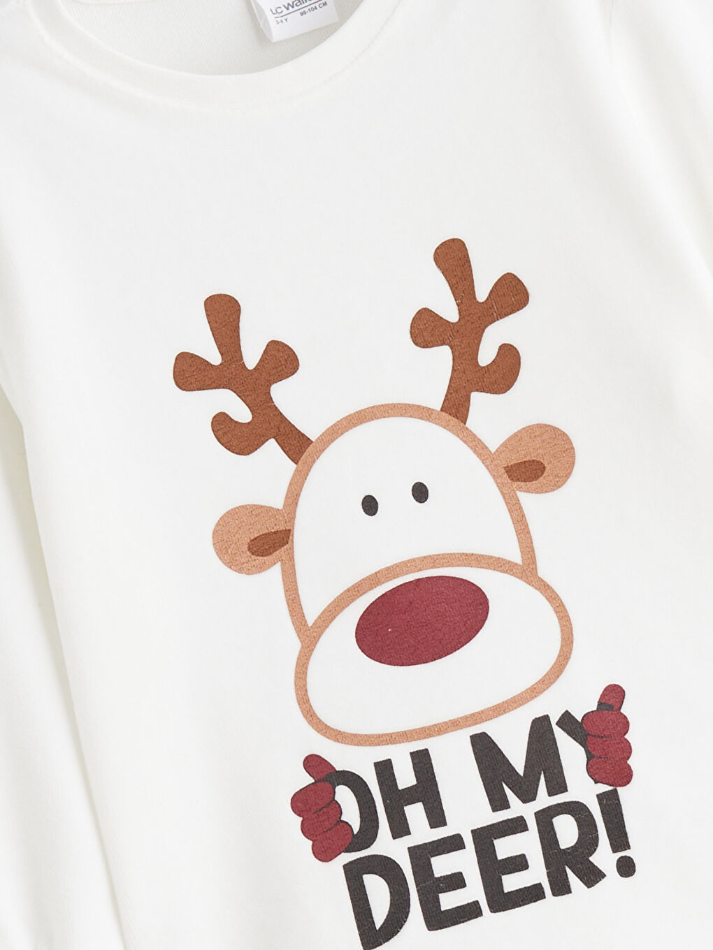 Ekru Bisiklet Yaka Yılbaşı Temalı Erkek Çocuk Pijama Takımı-2