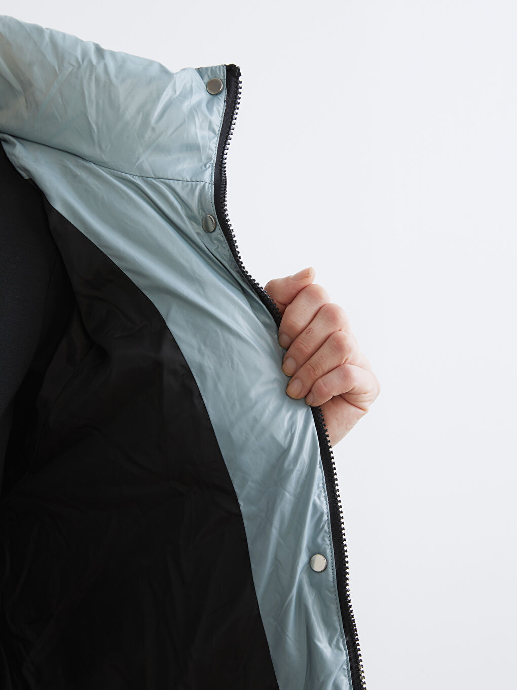 Karışık Kapüşonlu Kadın Şişme Mont-4