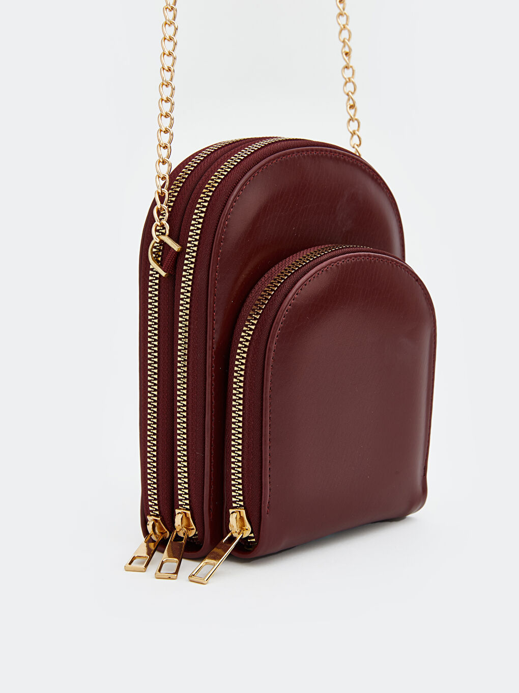 Bordo Deri Görünümlü Kadın Omuz Çantası-1