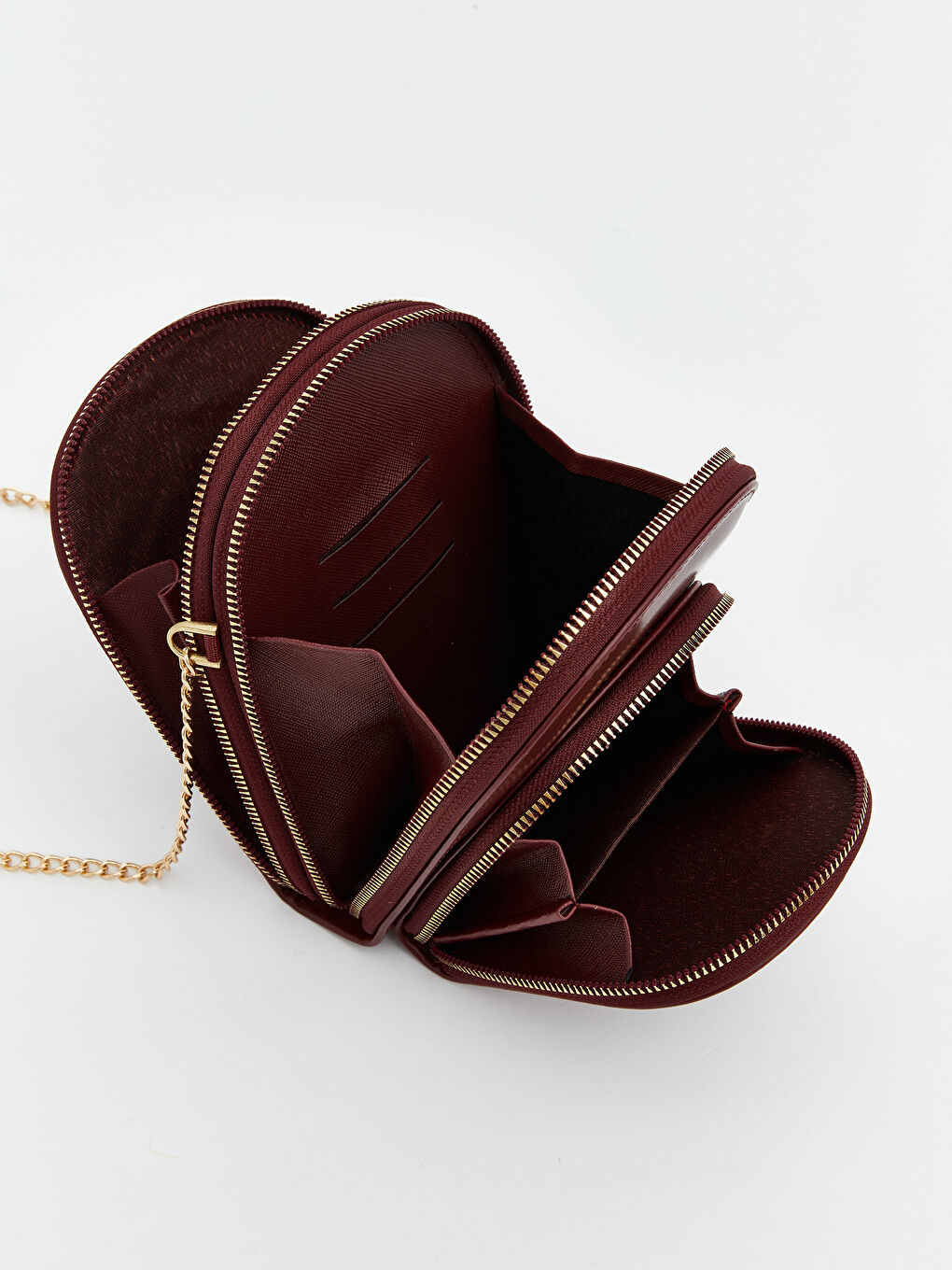 Bordo Deri Görünümlü Kadın Omuz Çantası-2