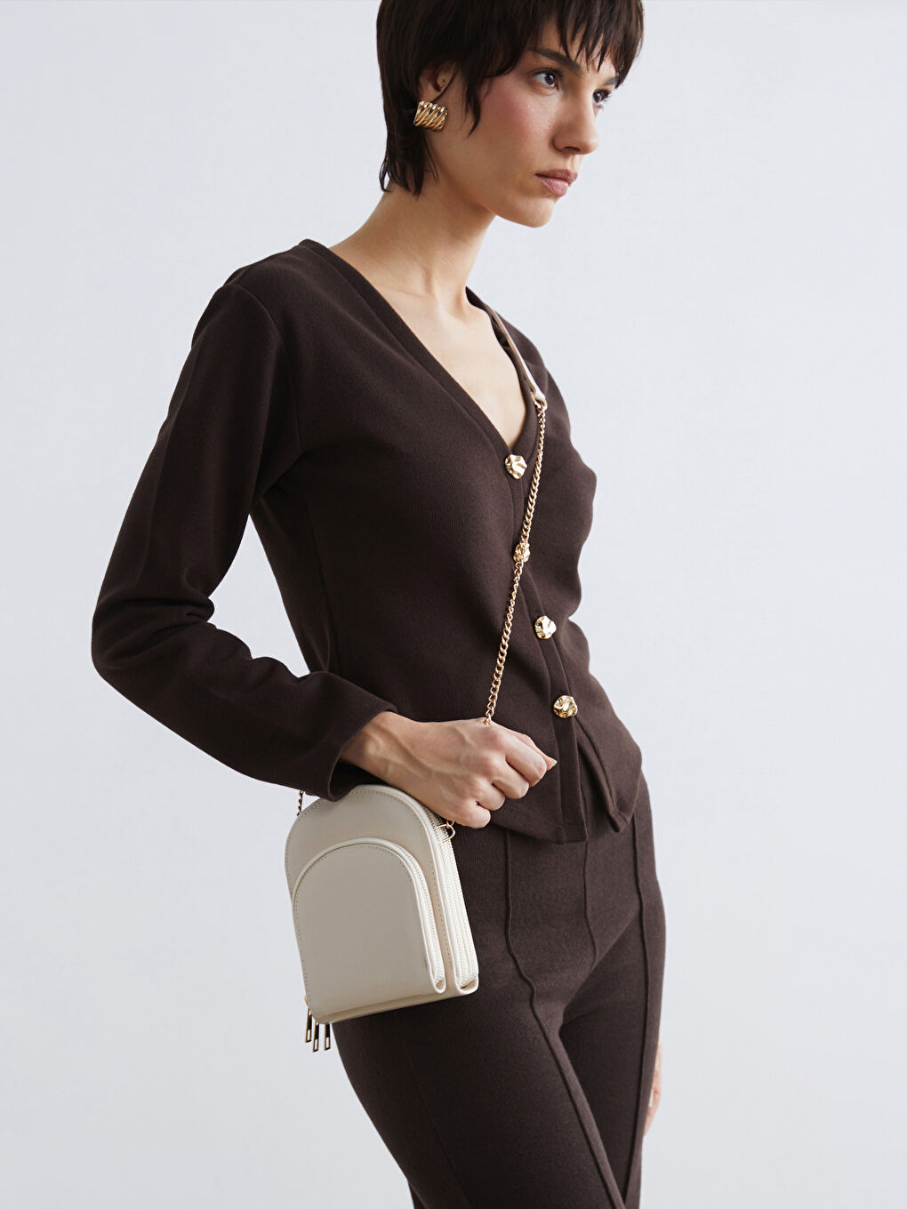 حقيبة كتف جلد للنساء