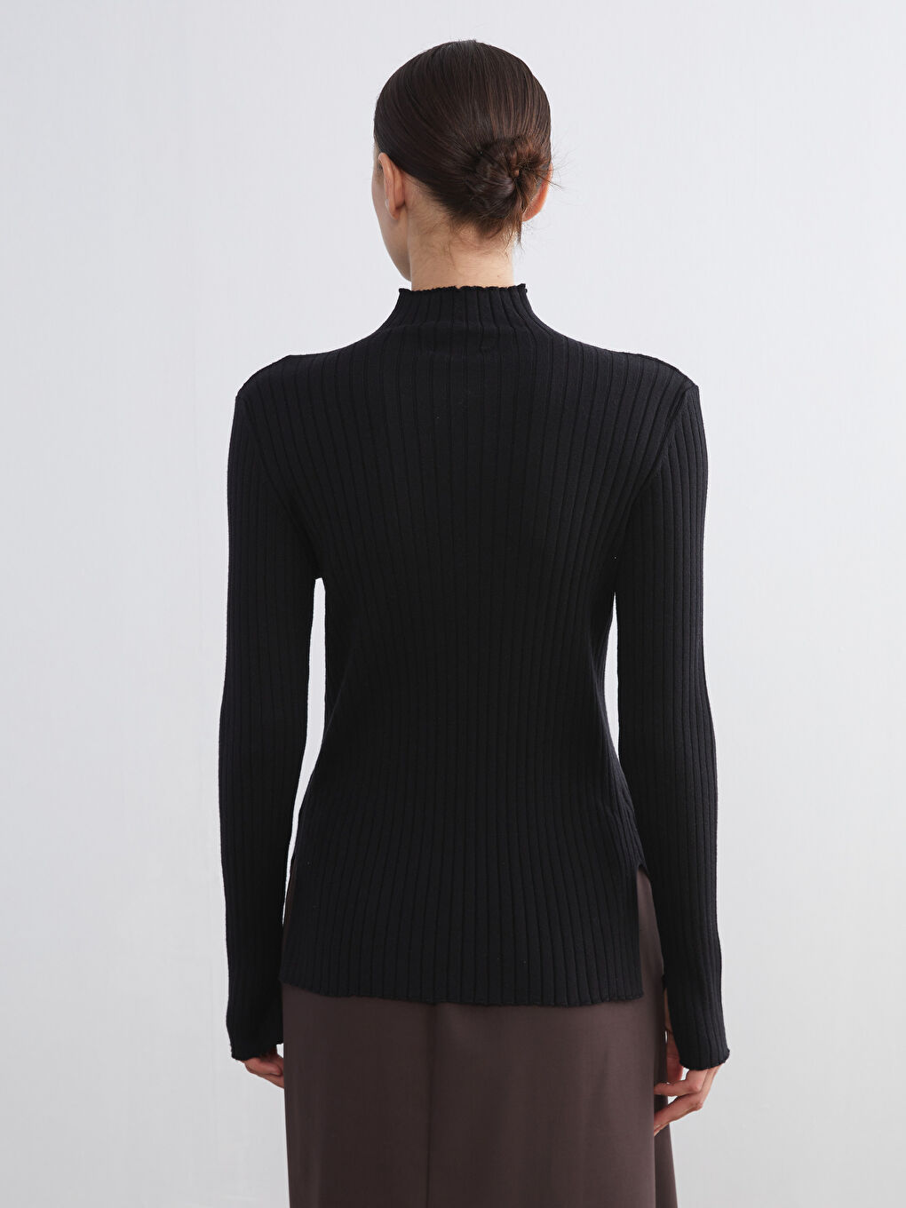 Siyah Yarım Balıkçı Yaka Kadın Triko Kazak-3