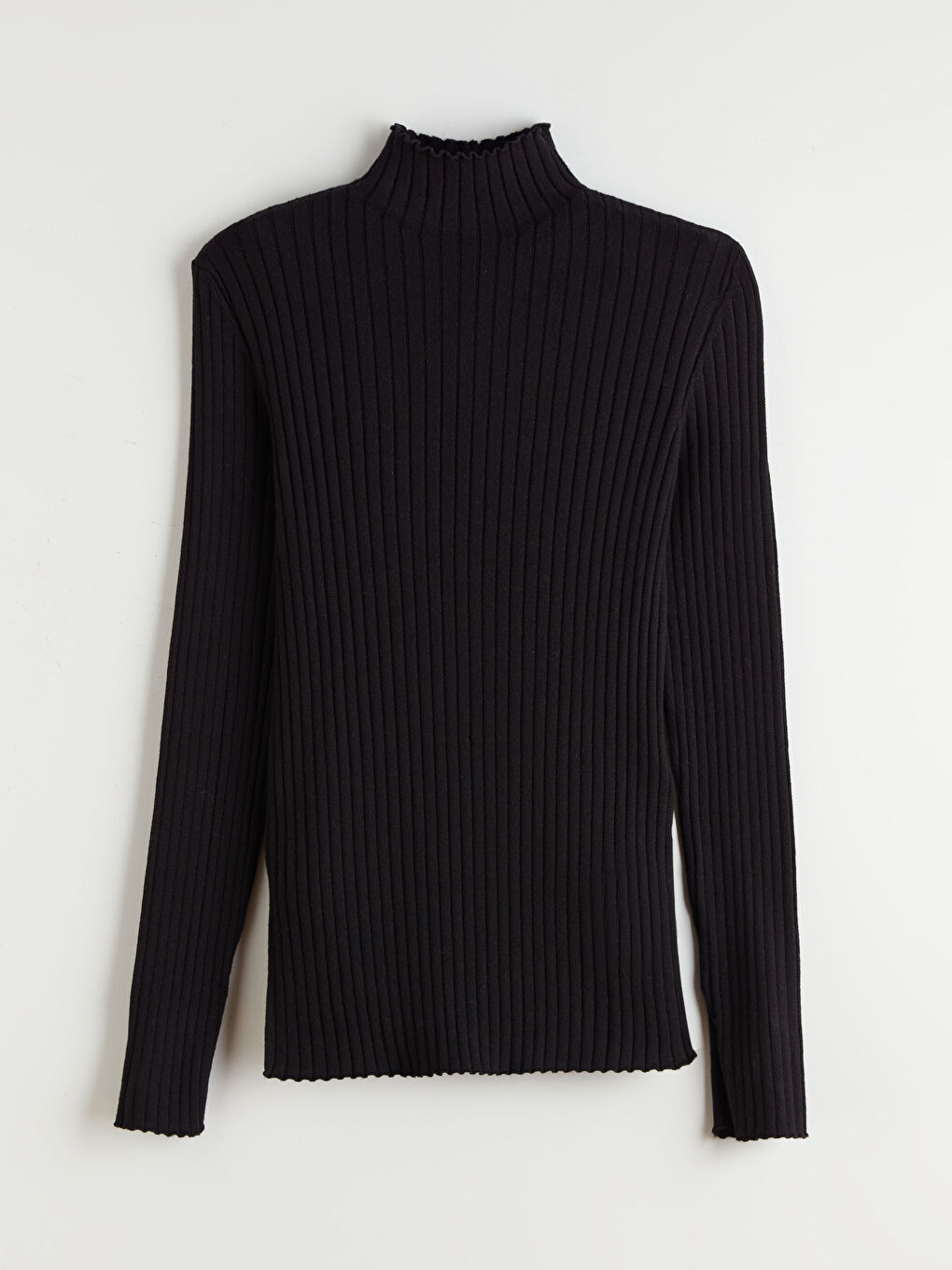 Siyah Yarım Balıkçı Yaka Kadın Triko Kazak-4