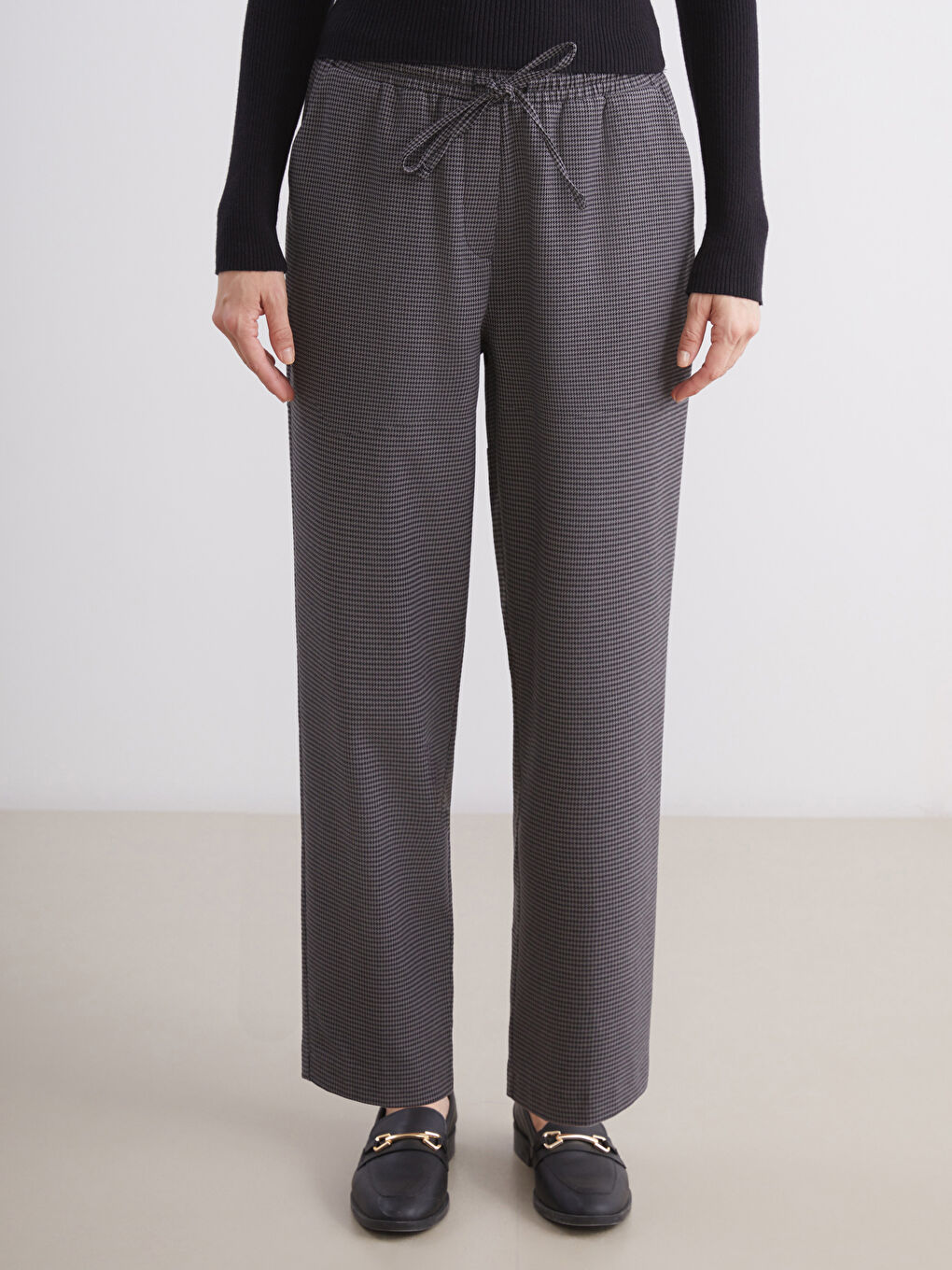Elasticated Waist Patterned Women's Trousers-1
