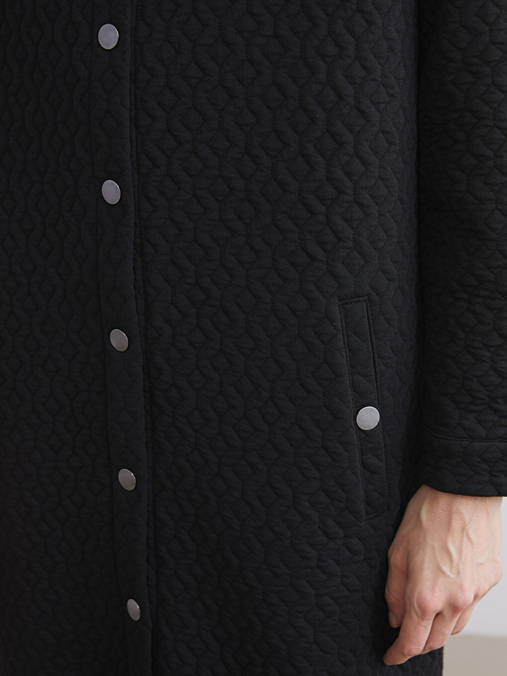 Collared Neck Self Patterned Women's Abaya-2