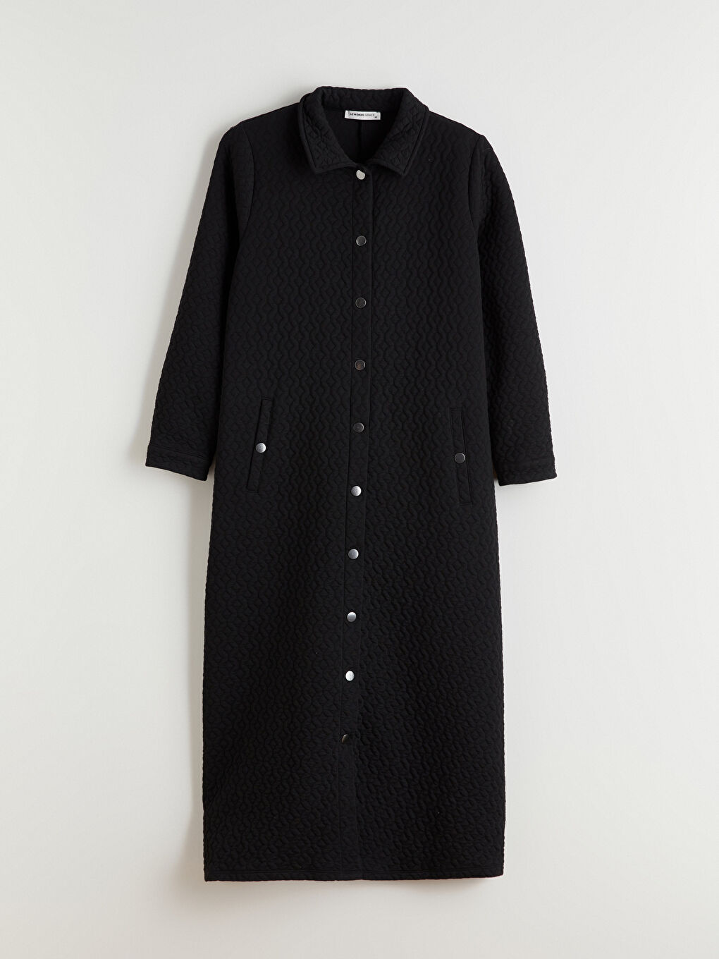 Collared Neck Self Patterned Women's Abaya-4