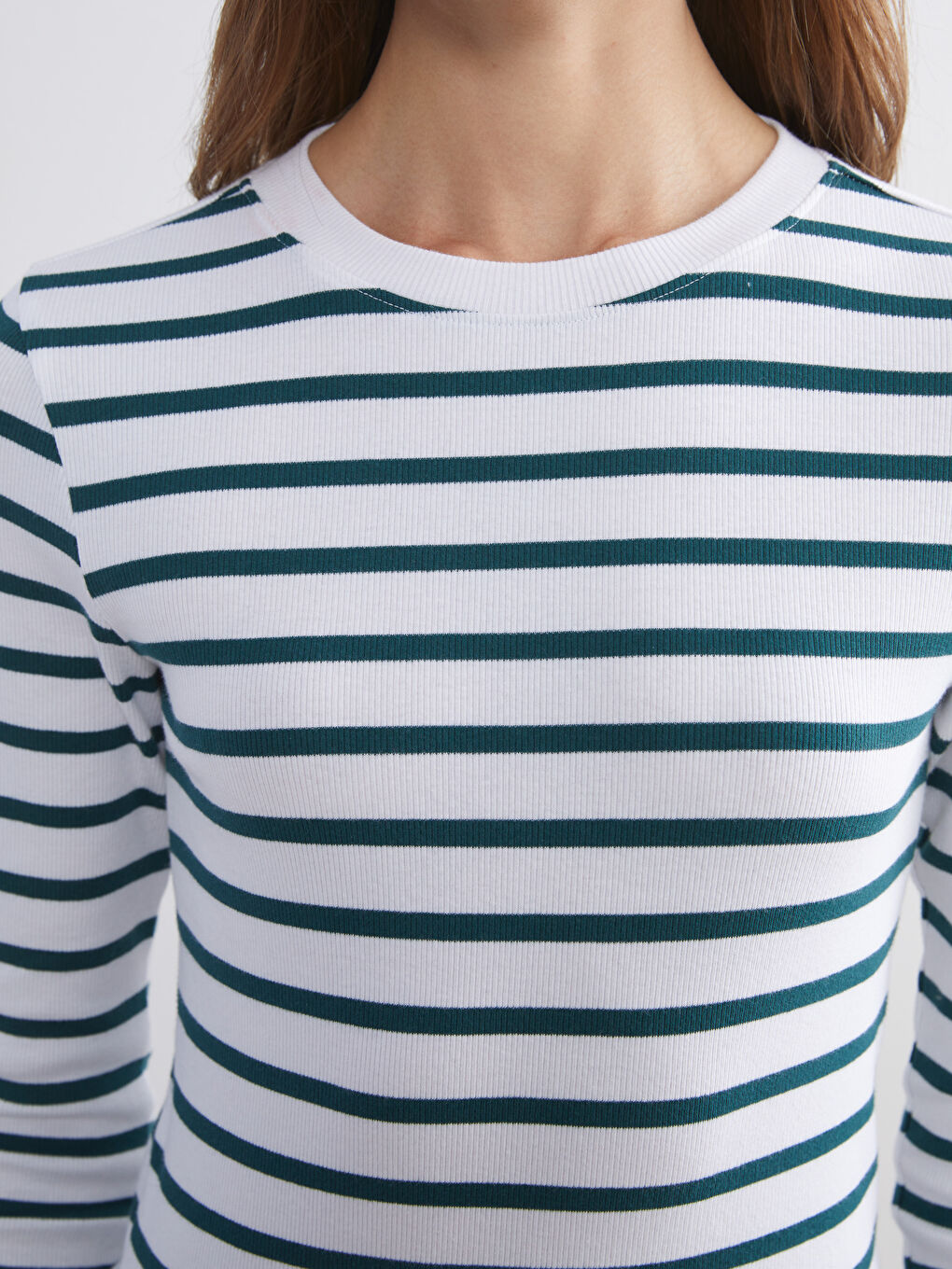 Crew Neck Striped Women's T-Shirt-2