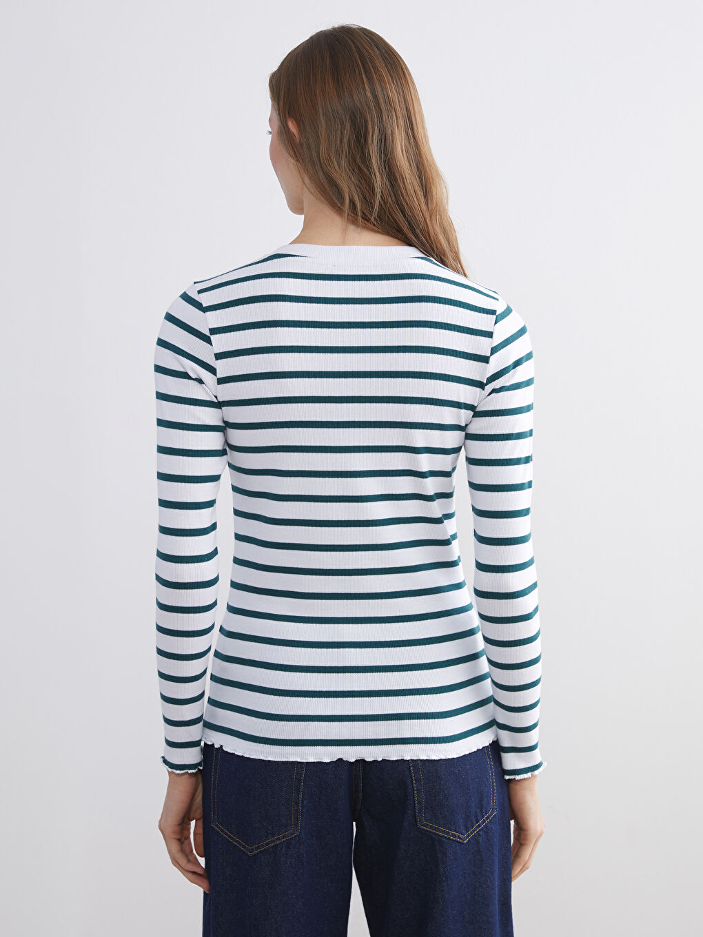 Crew Neck Striped Women's T-Shirt-3