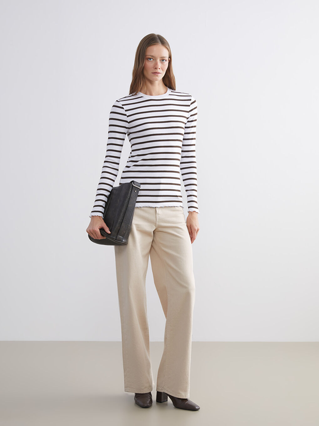Crew Neck Striped Women's T-Shirt-1