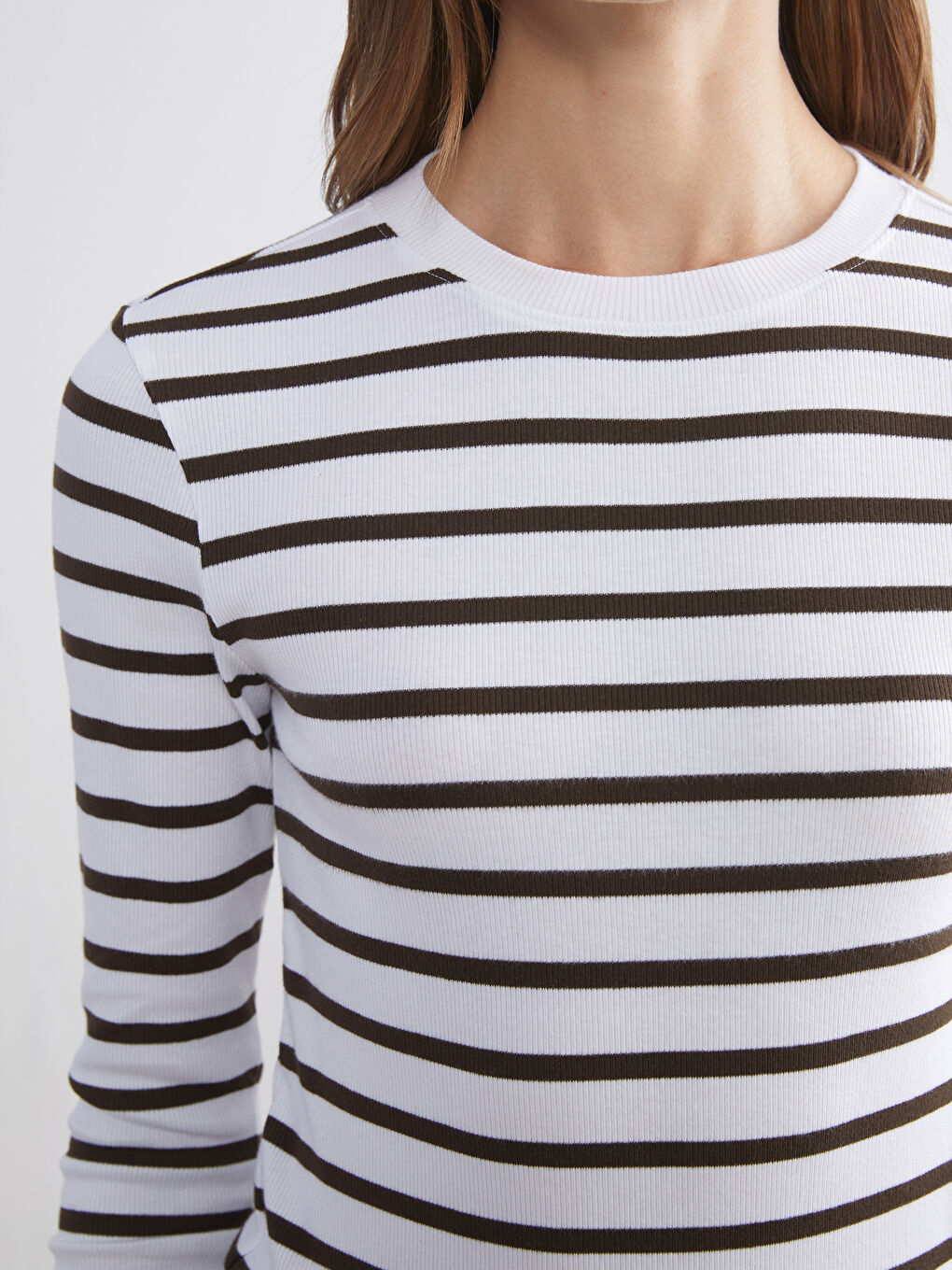 Crew Neck Striped Women's T-Shirt-2