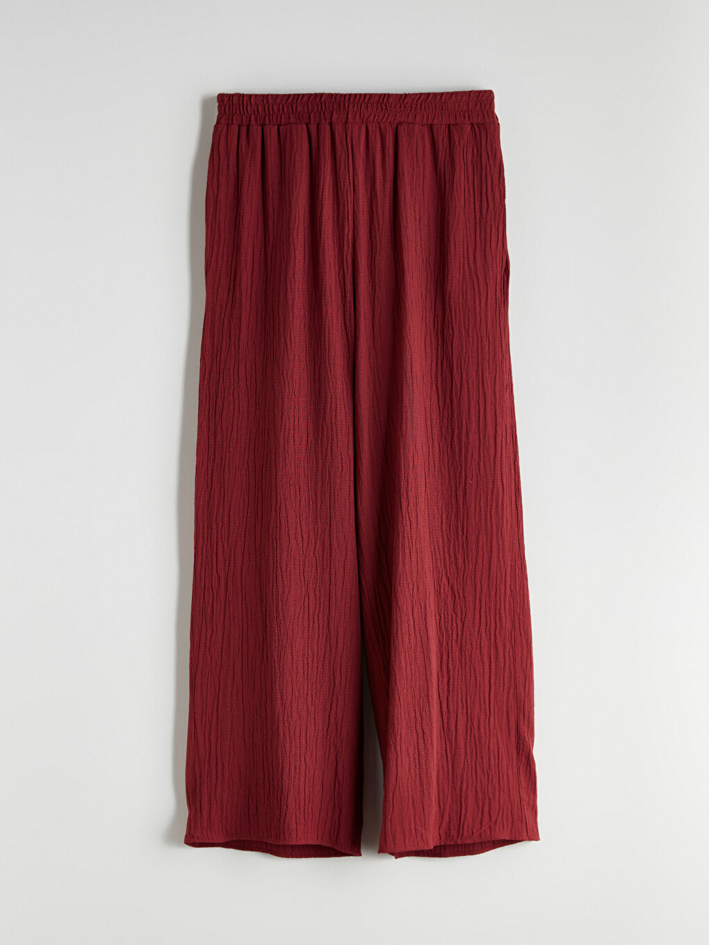 Elasticated Waist Textured Wide Leg Women's Trousers-6