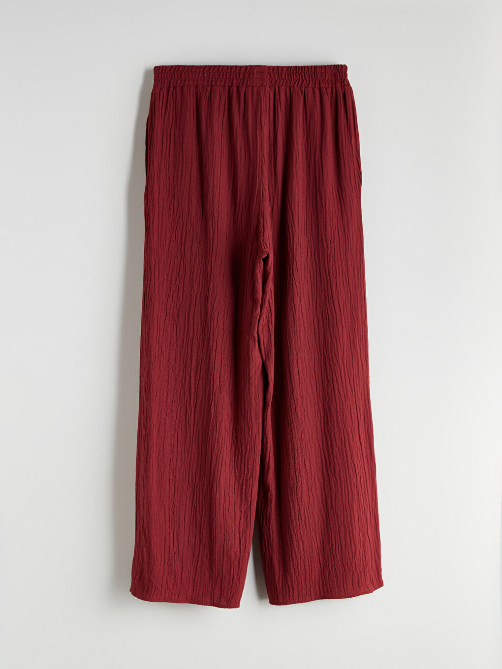 Elasticated Waist Textured Wide Leg Women's Trousers-7