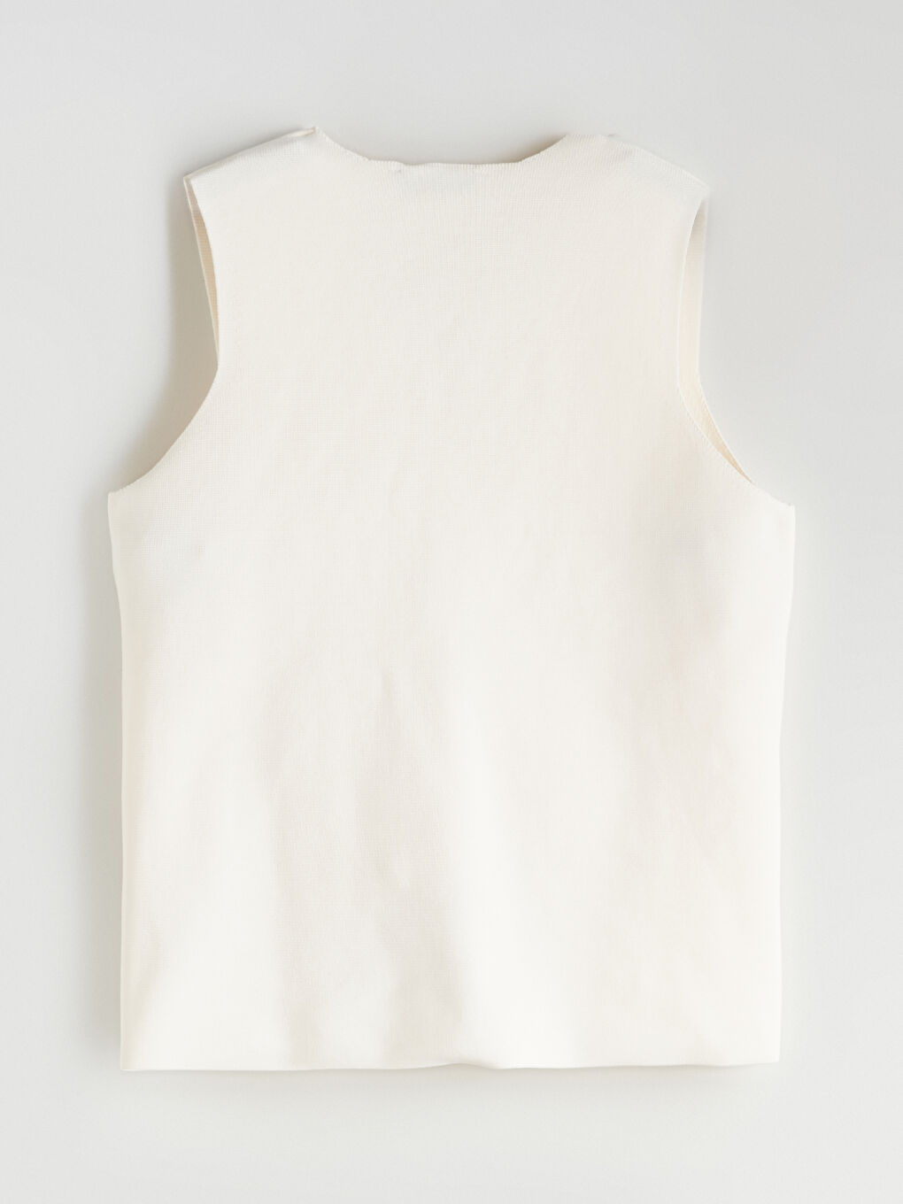 Ekru V Yaka Taşlı Kadın Triko Yelek-5