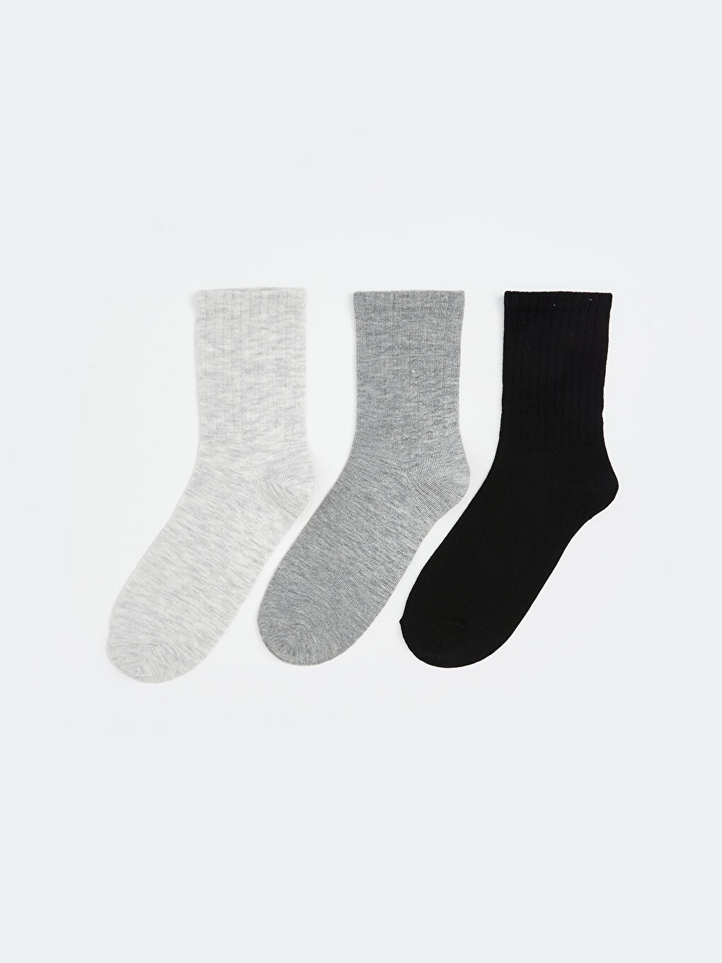 Gri Kadın Düz Soket Çorap 3'lü