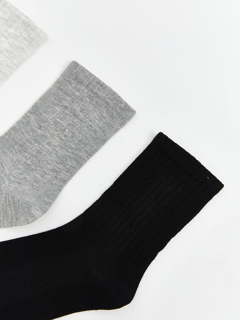 Gri Kadın Düz Soket Çorap 3'lü-1