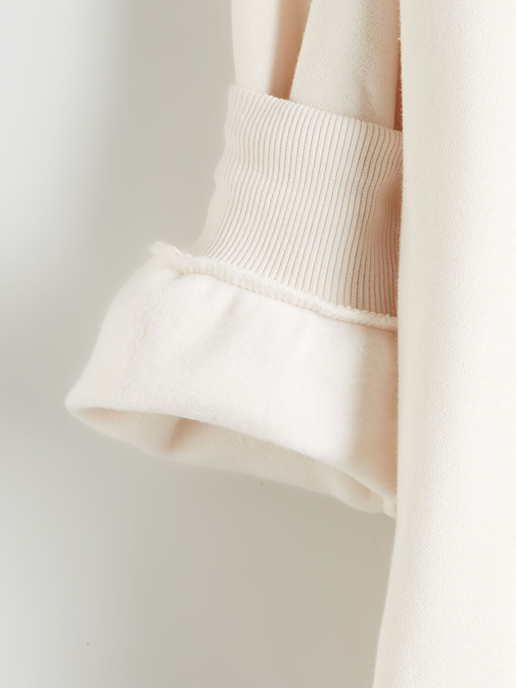 Bej Baskılı Oversize Kadın Kalın Hoodie-7