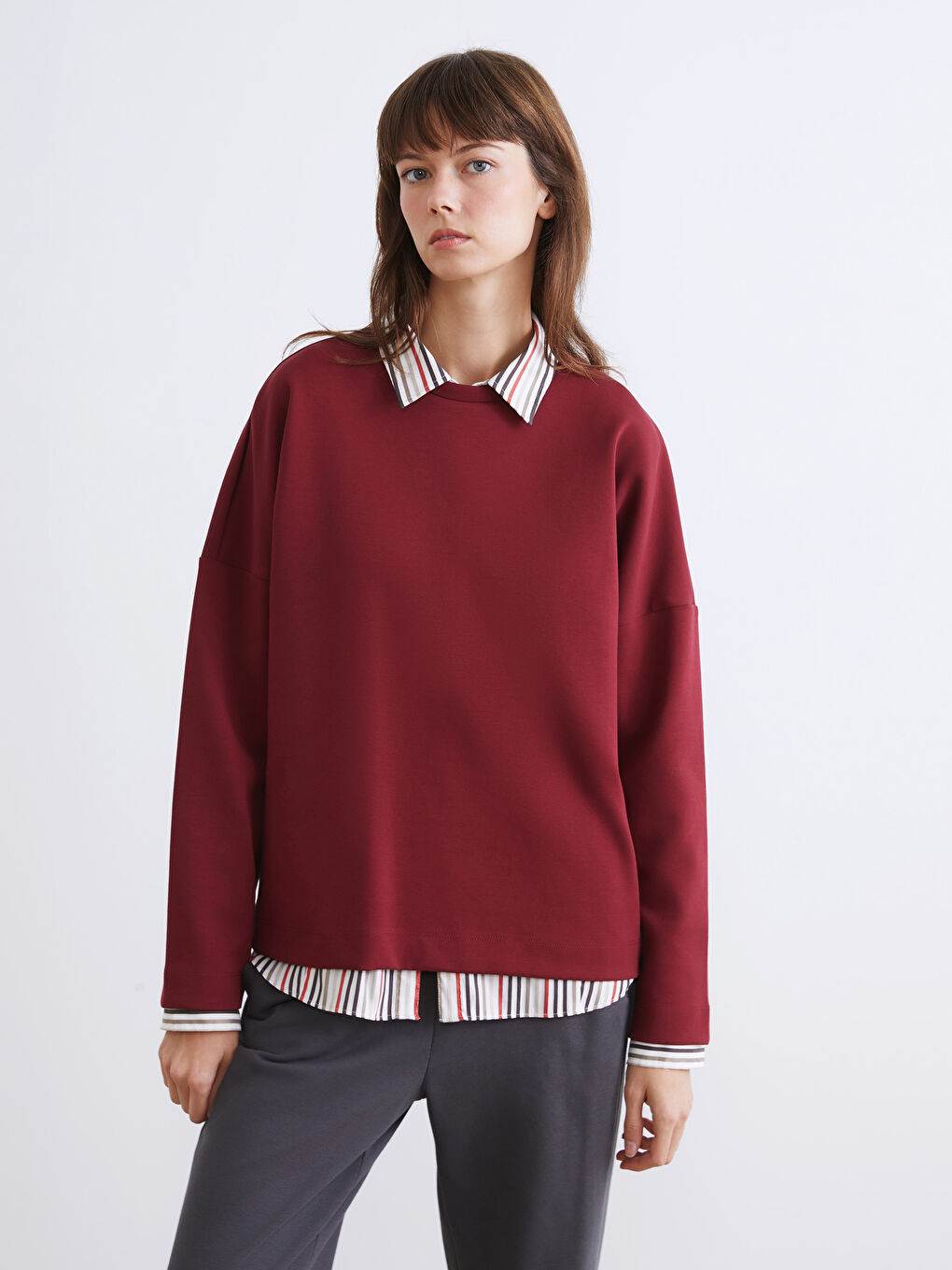 әйелдерге арналған свитшот дөңгелек жағалы-1