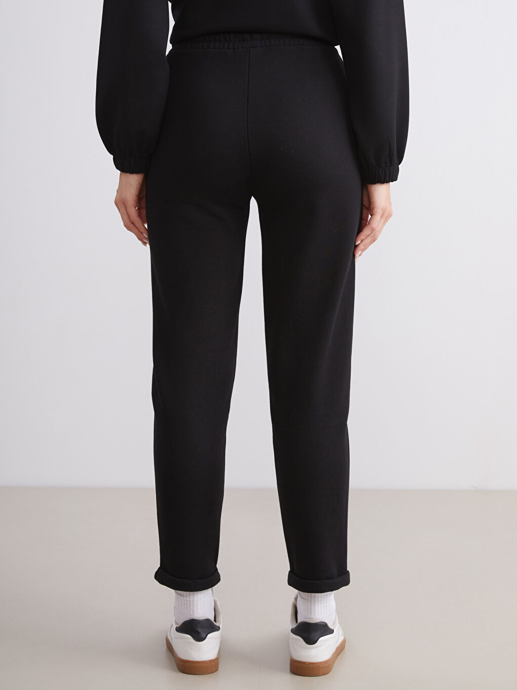 Siyah Beli Lastikli Kadın Kalın Eşofman Altı-3