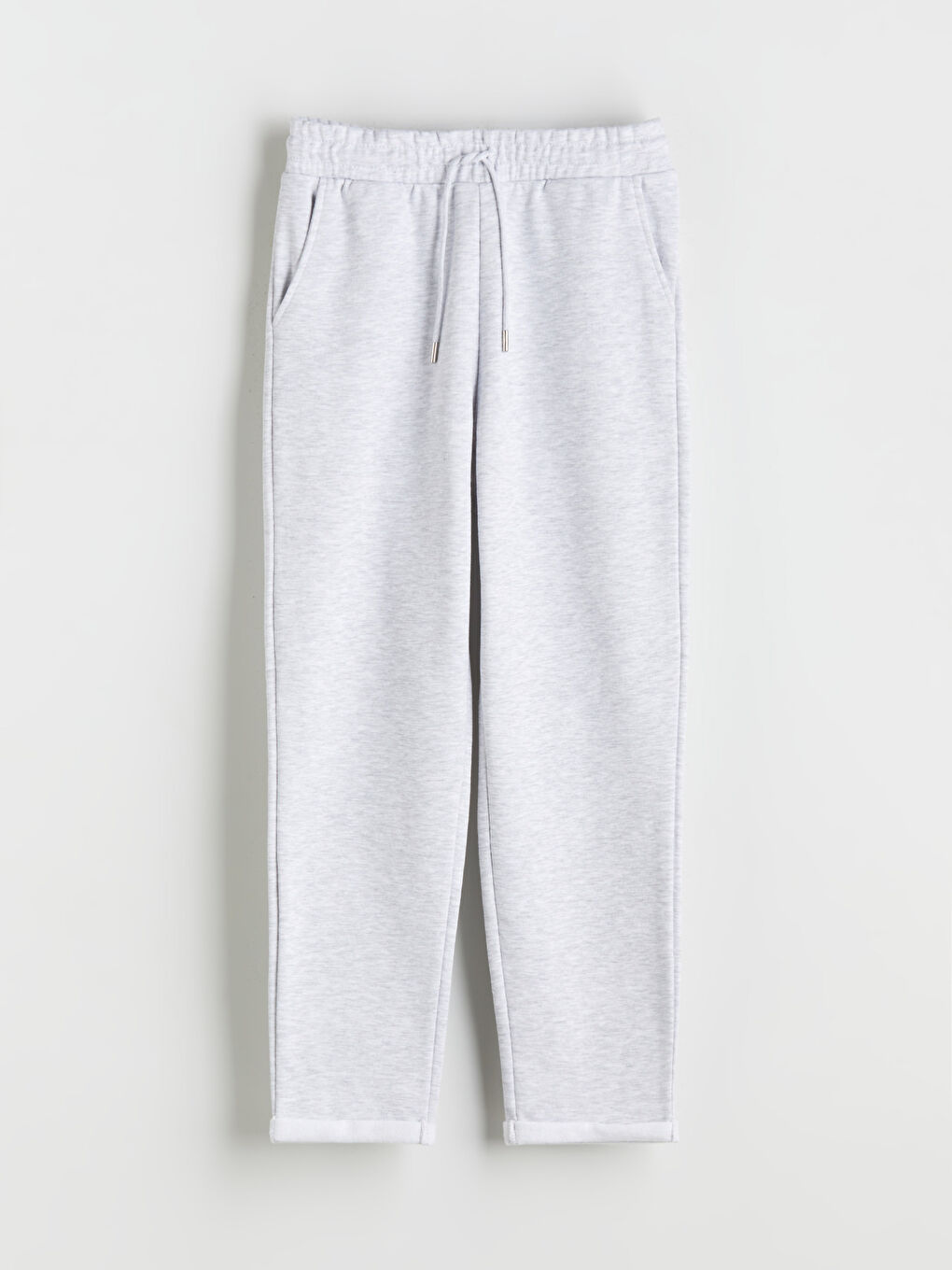 Gri Beli Lastikli Kadın Kalın Eşofman Altı-4