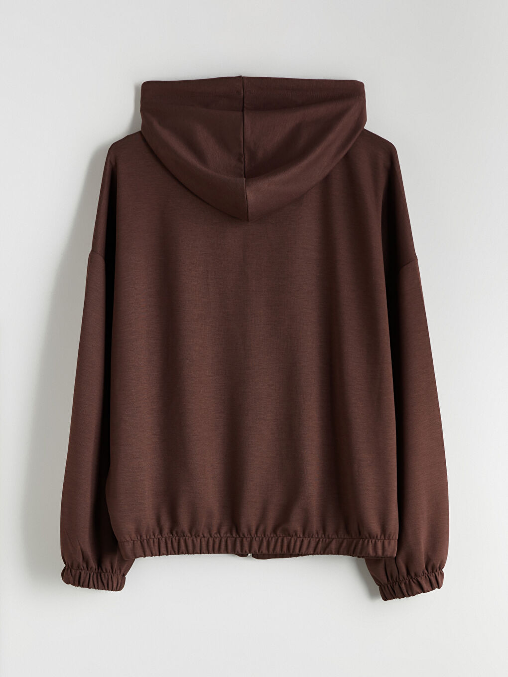 Kahverengi Kapüşonlu Kadın Fermuarlı Sweatshirt-4
