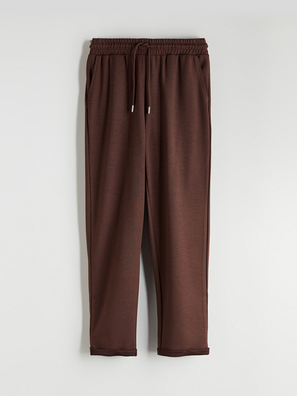 Kahverengi Beli Lastikli Kadın Eşofman Altı-4