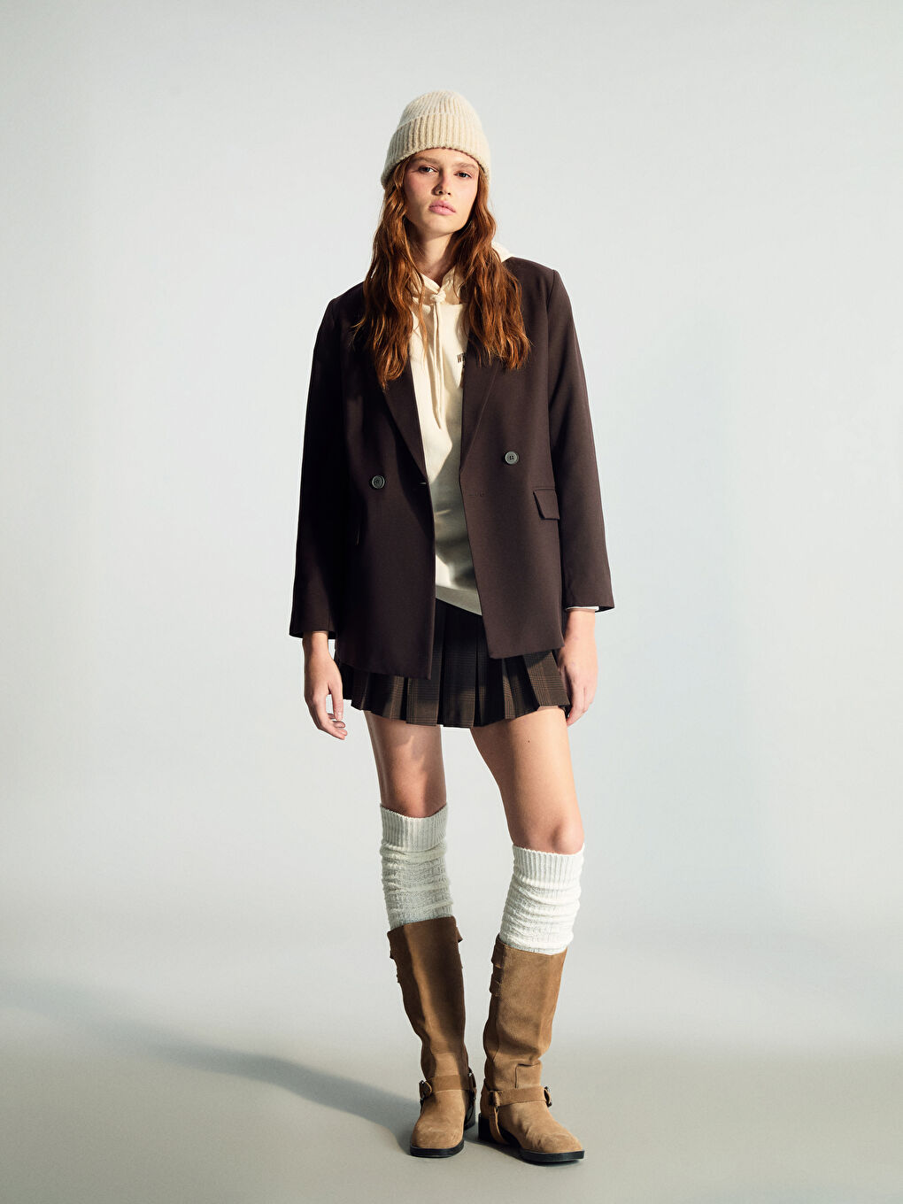 Kahverengi Kadın Blazer Ceket-3