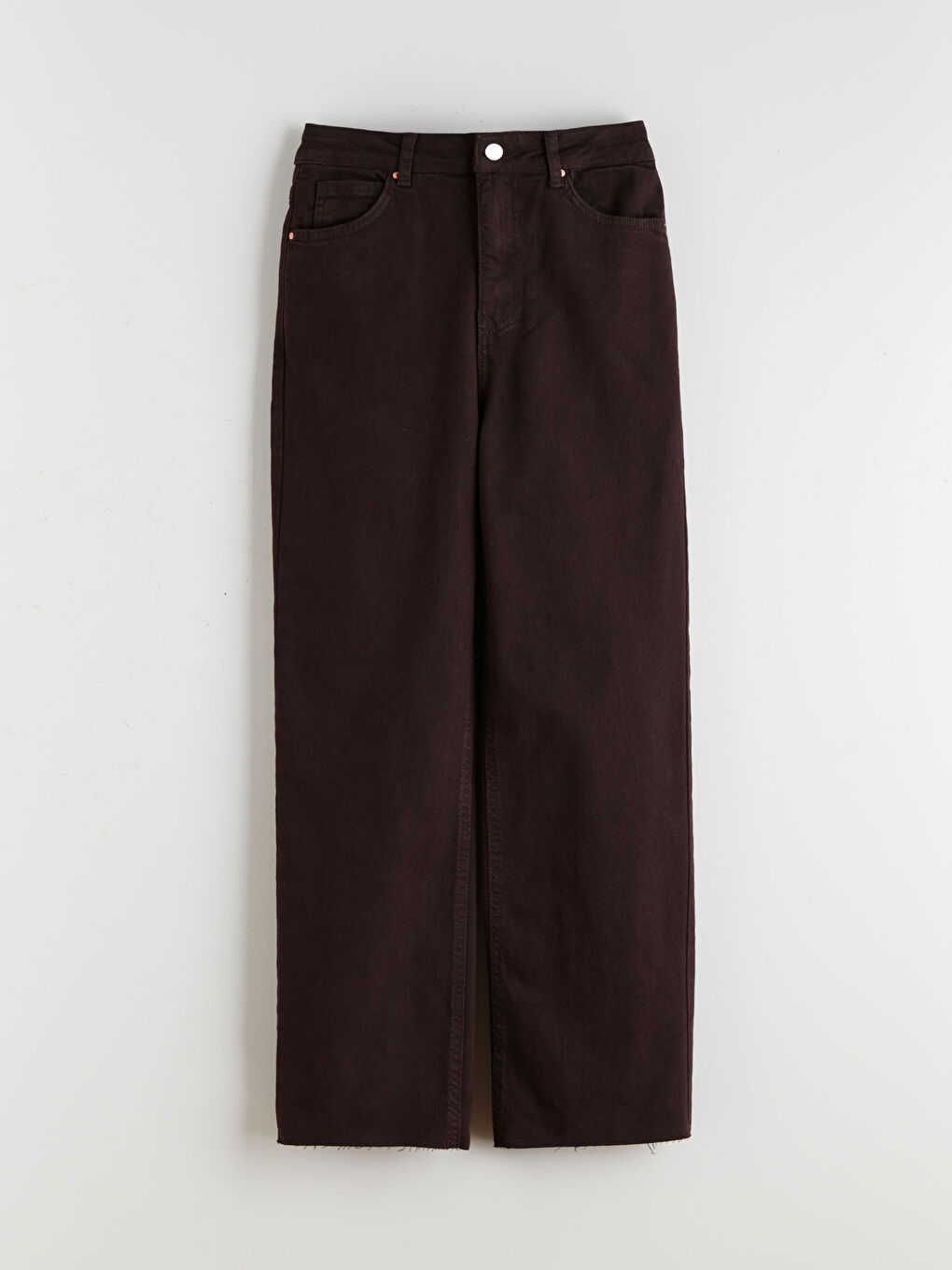 Kahverengi Straight Fit Kadın Jean Pantolon-5