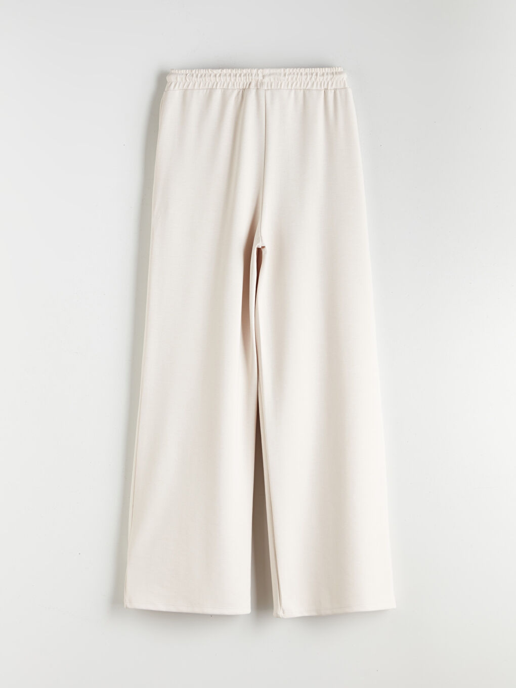 Bej Beli Lastikli Geniş Paça Kadın Eşofman Altı-2