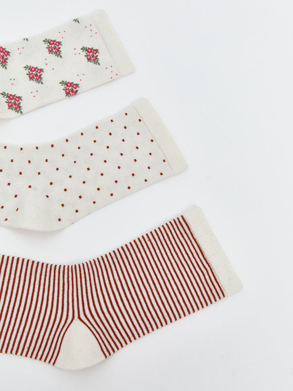 Bej Desenli Kadın Soket Çorap 3'lü-1
