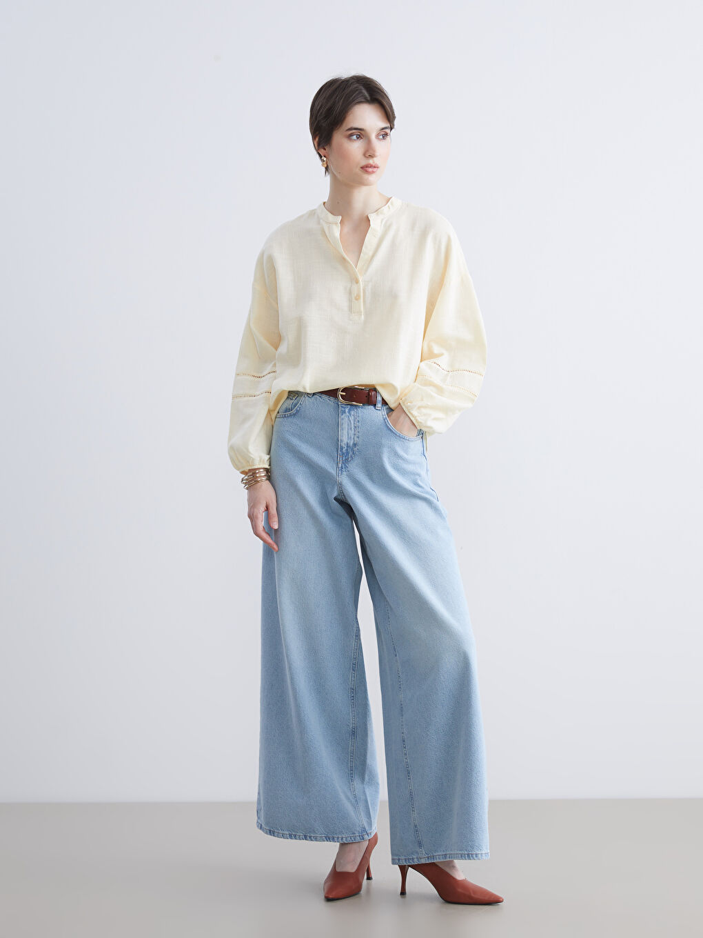 Notch Neck Oversize Blouse-1