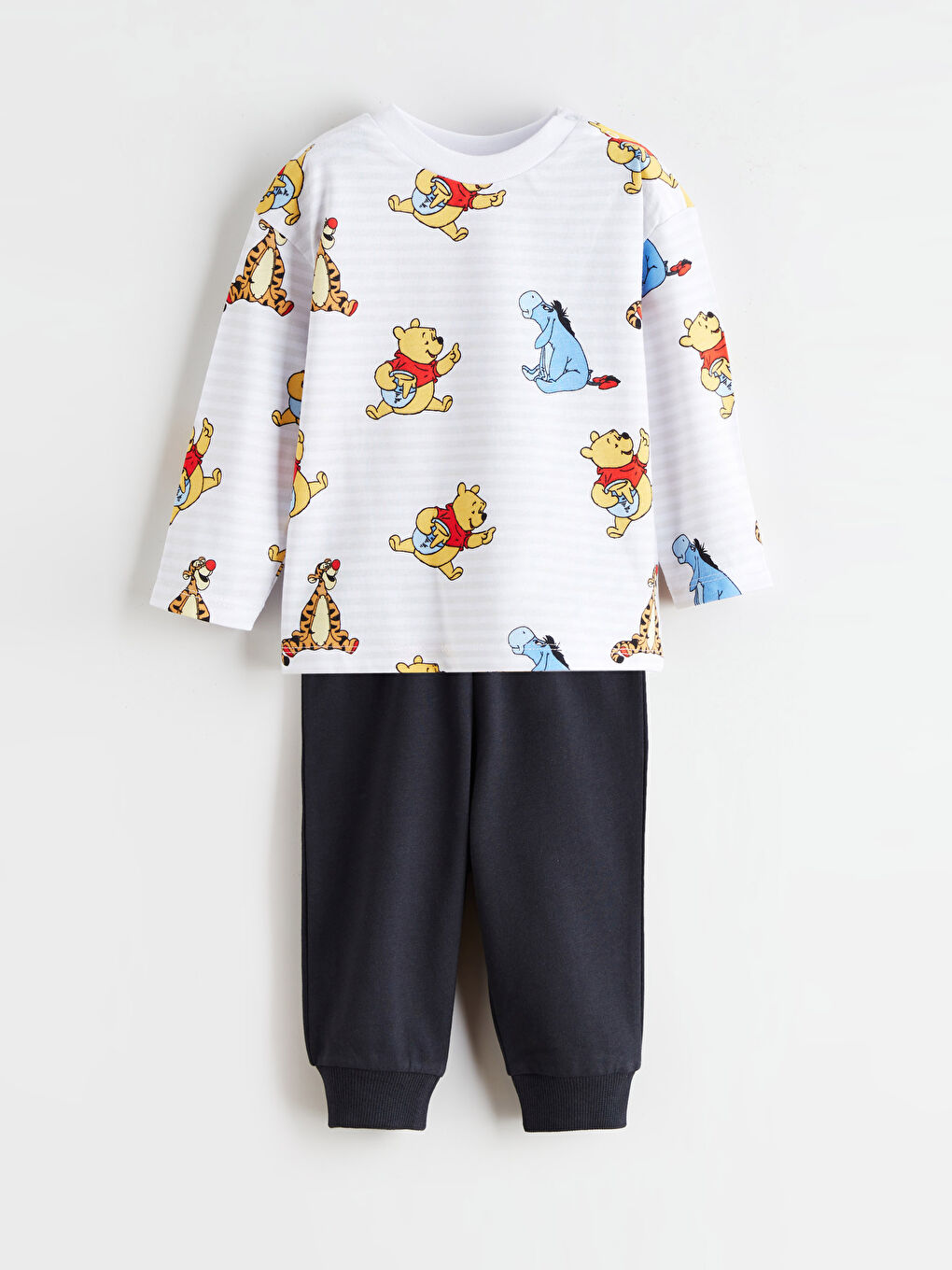 Ekru Winnie the Pooh Baskılı Erkek Bebek Sweatshirt ve Eşofman Alt 2'li