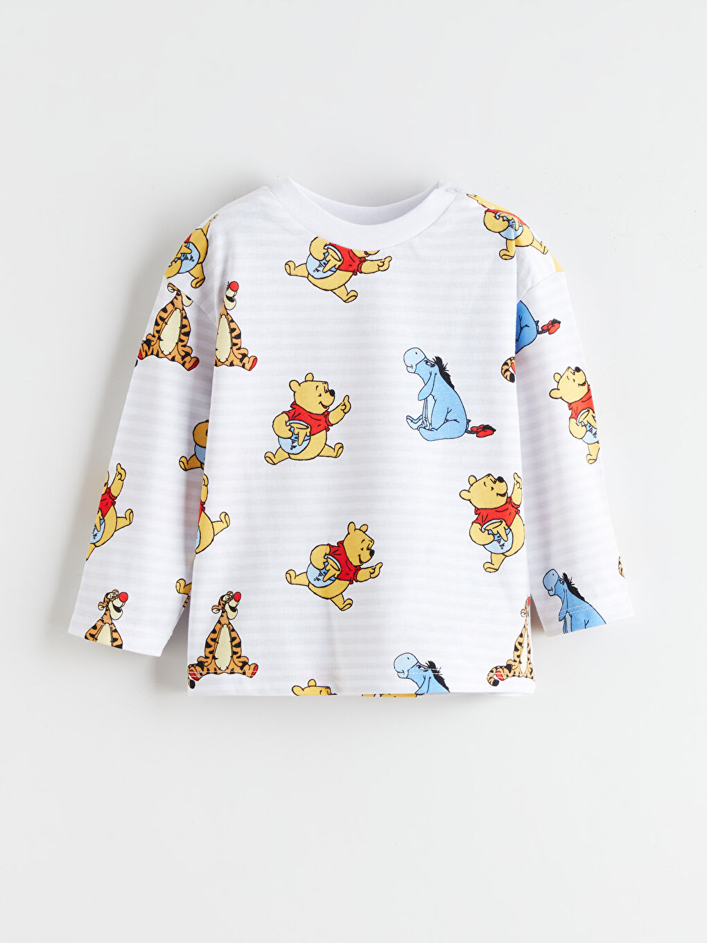 Ekru Winnie the Pooh Baskılı Erkek Bebek Sweatshirt ve Eşofman Alt 2'li-1