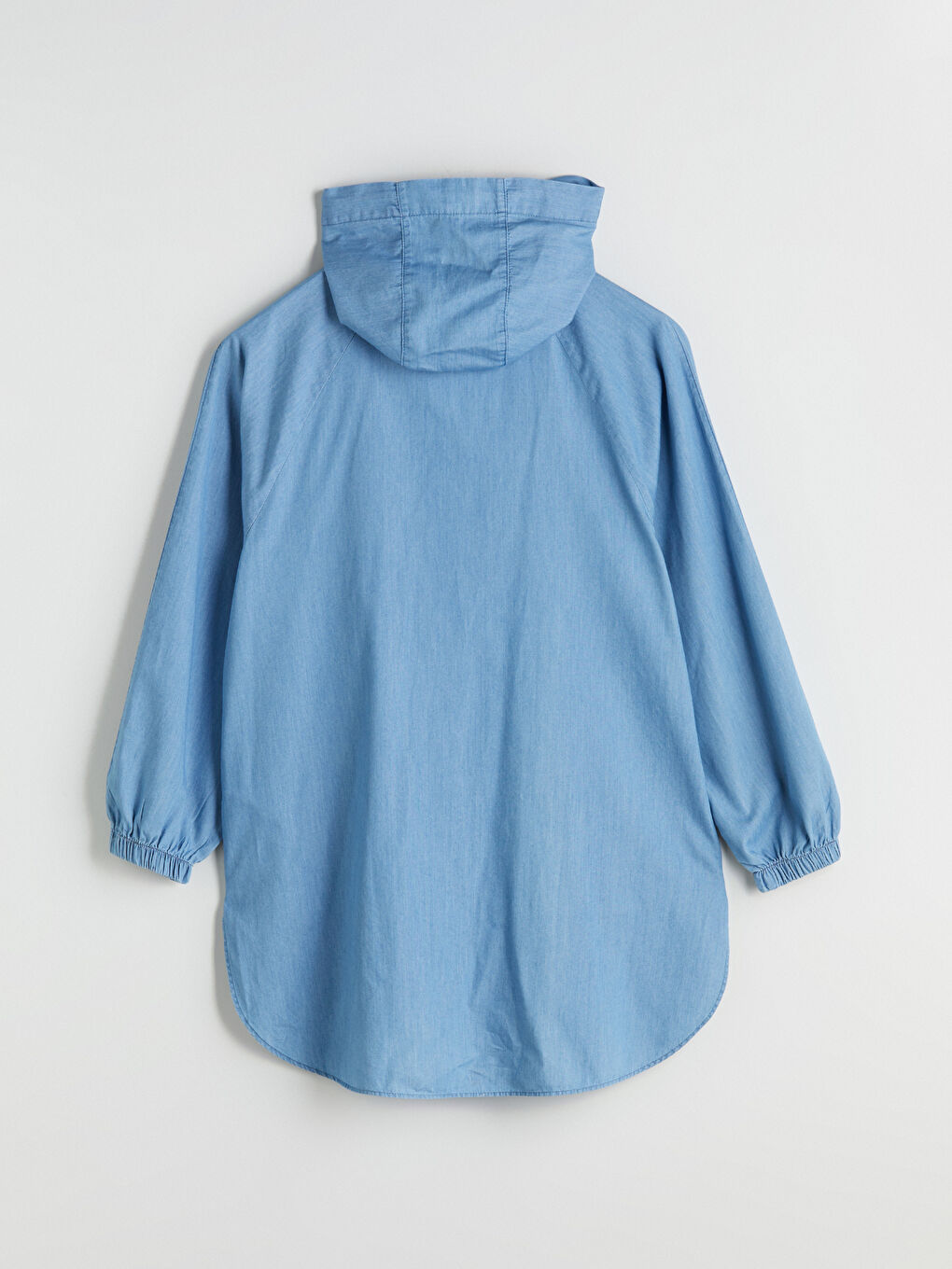 İndigo Kapüşonlu Oversize Kadın Jean Ceket-7