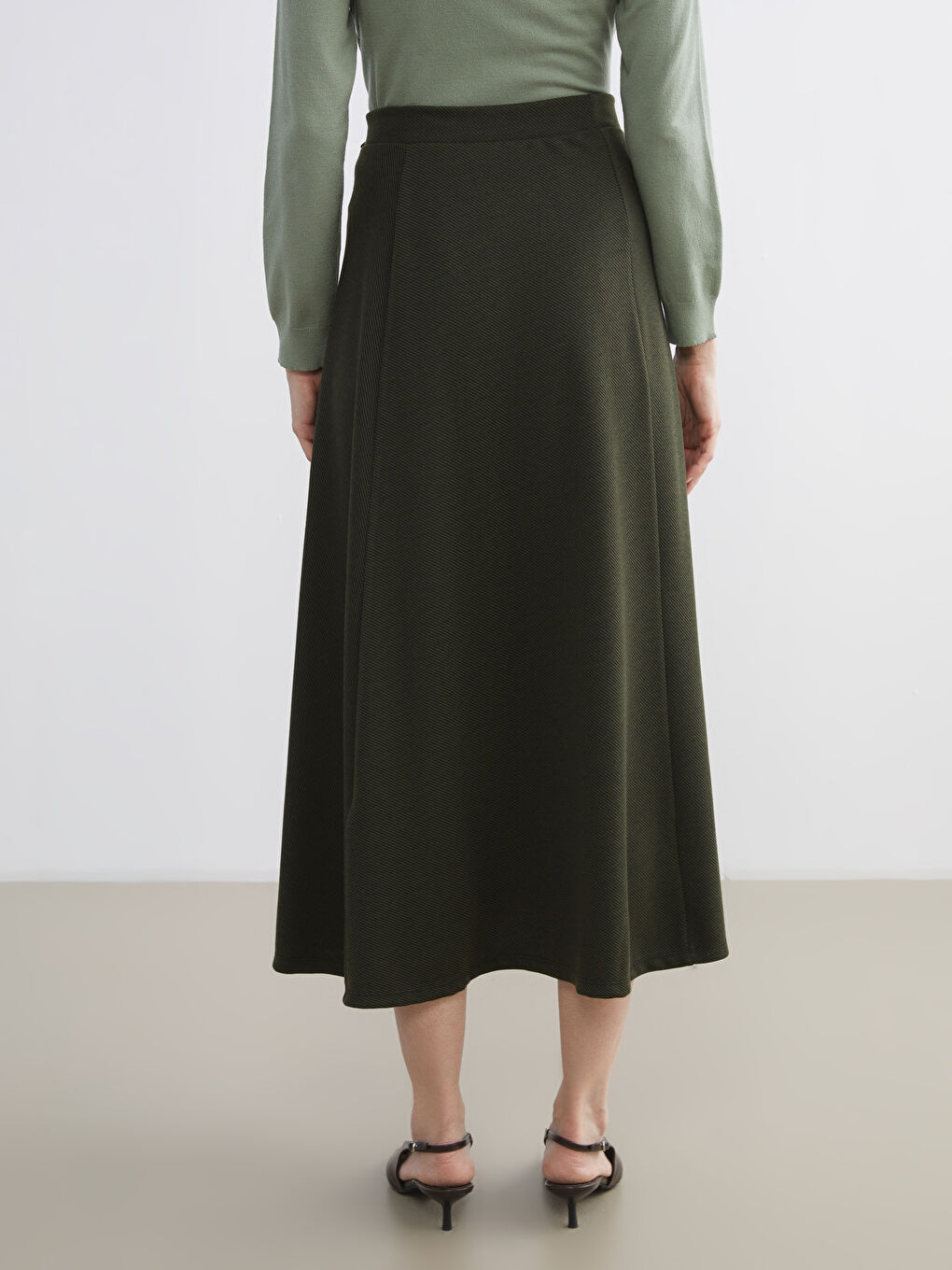 Yeşil Beli Lastikli Kloş Etek-3