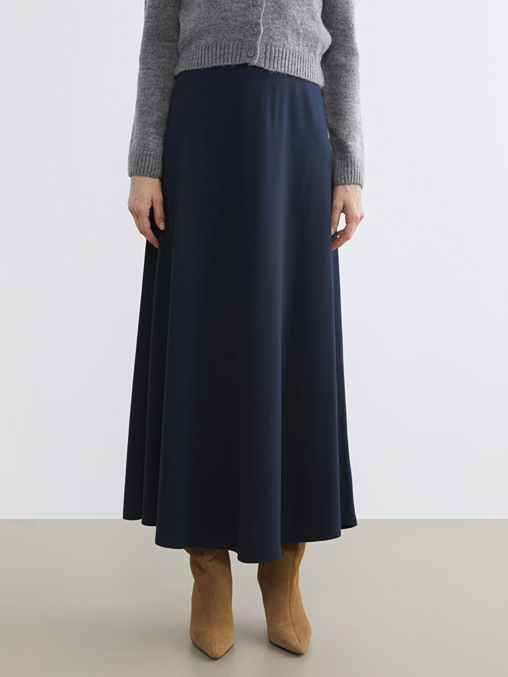 Lacivert A Kesim Kloş Uzun Etek-1