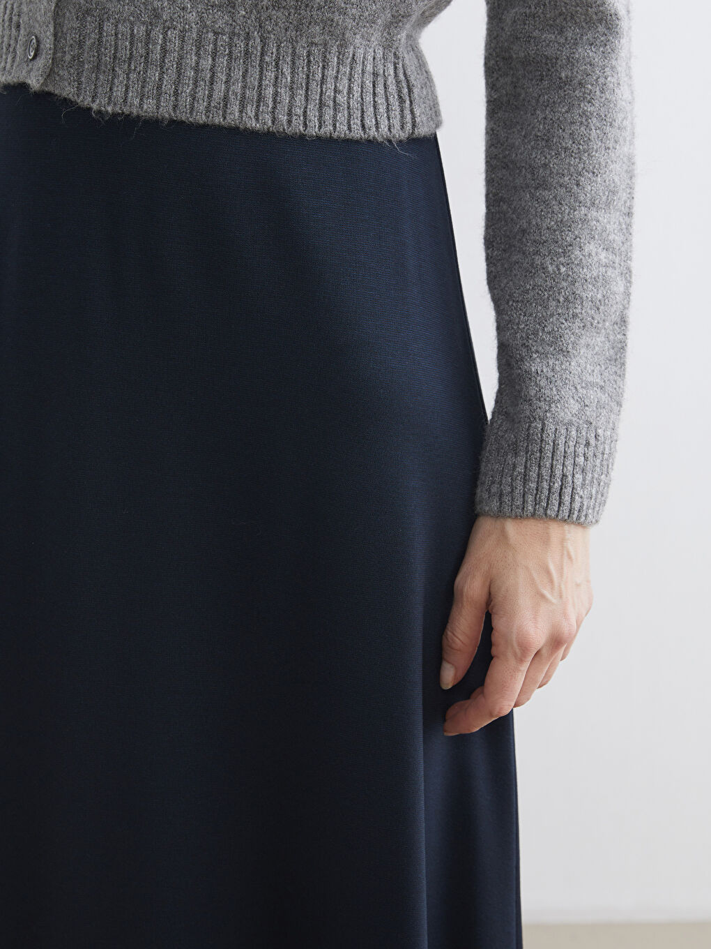 Lacivert A Kesim Kloş Uzun Etek-2