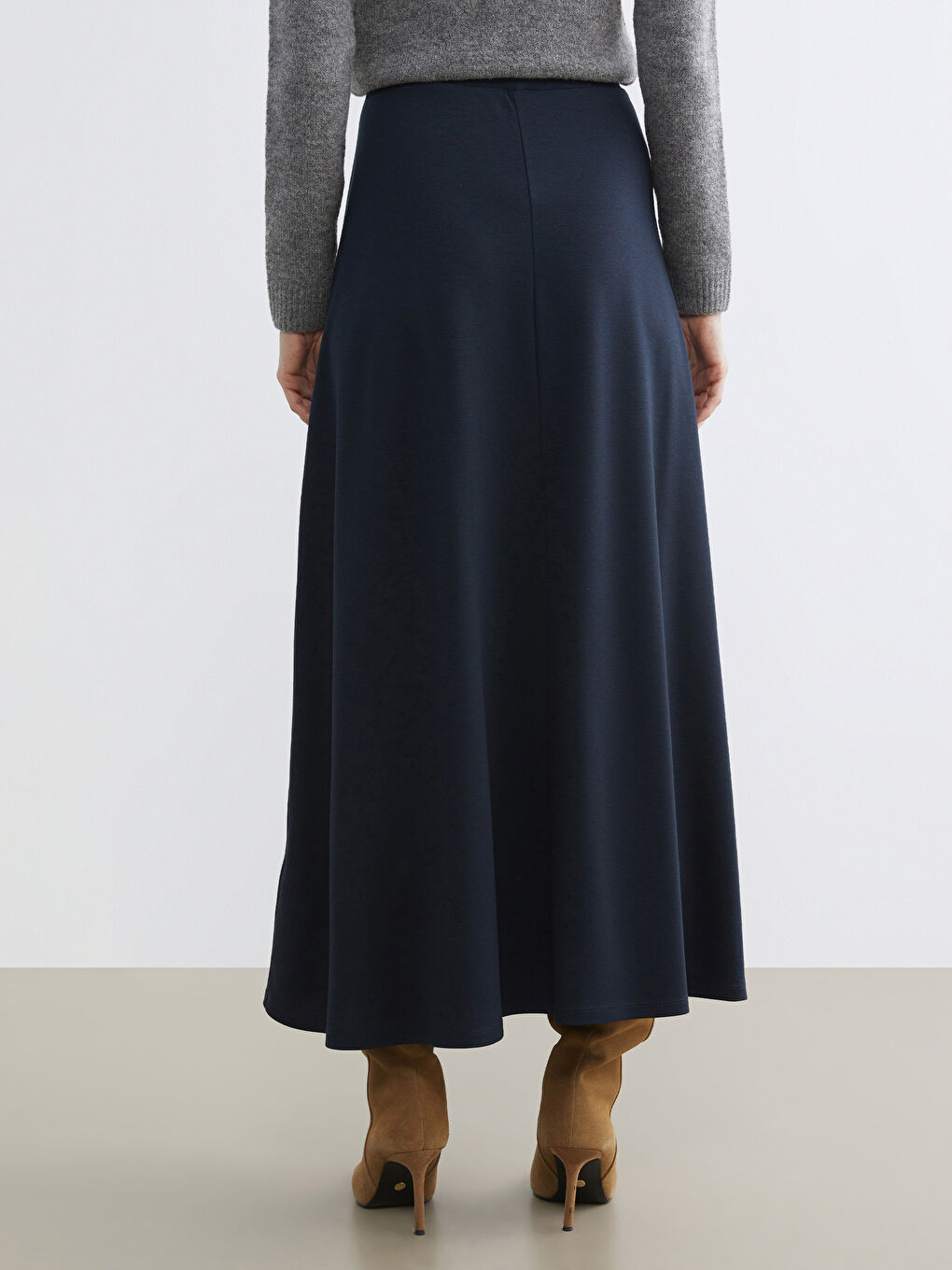 Lacivert A Kesim Kloş Uzun Etek-3