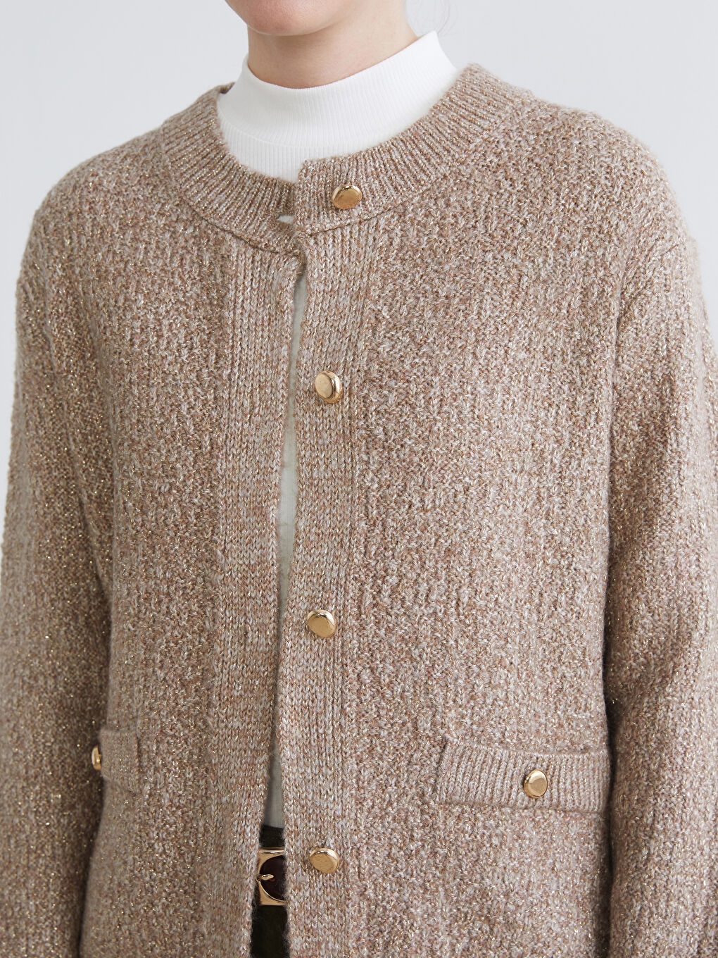 Crew Neck Women's Knitwear Cardigan-2