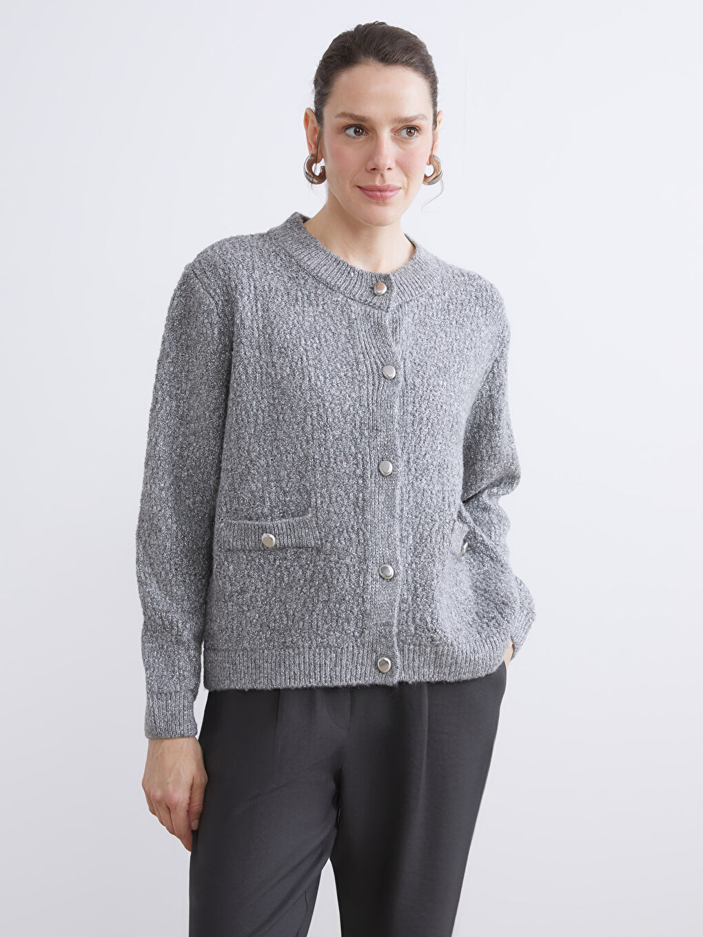 Crew Neck Women's Knitwear Cardigan