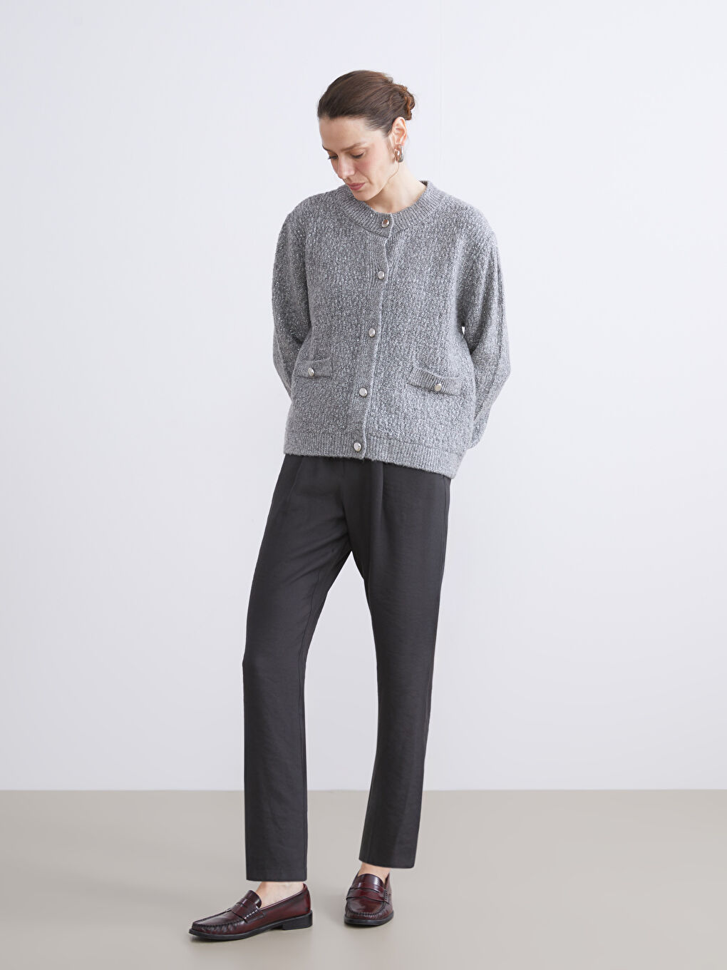 Crew Neck Women's Knitwear Cardigan-1